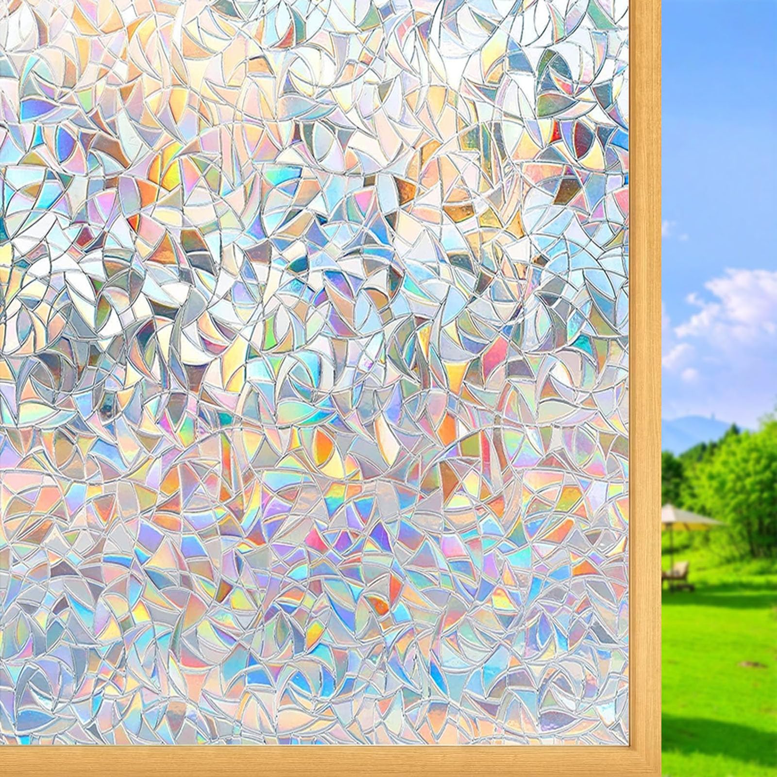 Fensterfolie Milchglasfolie Blickdicht Sichtschutzfolie 90 x 200 cm Statisch Haftend Ohne Klebstoff Anti UV Sonnenschutz Fenster Milchglasfolie für Zuhause Büro, Halbmond