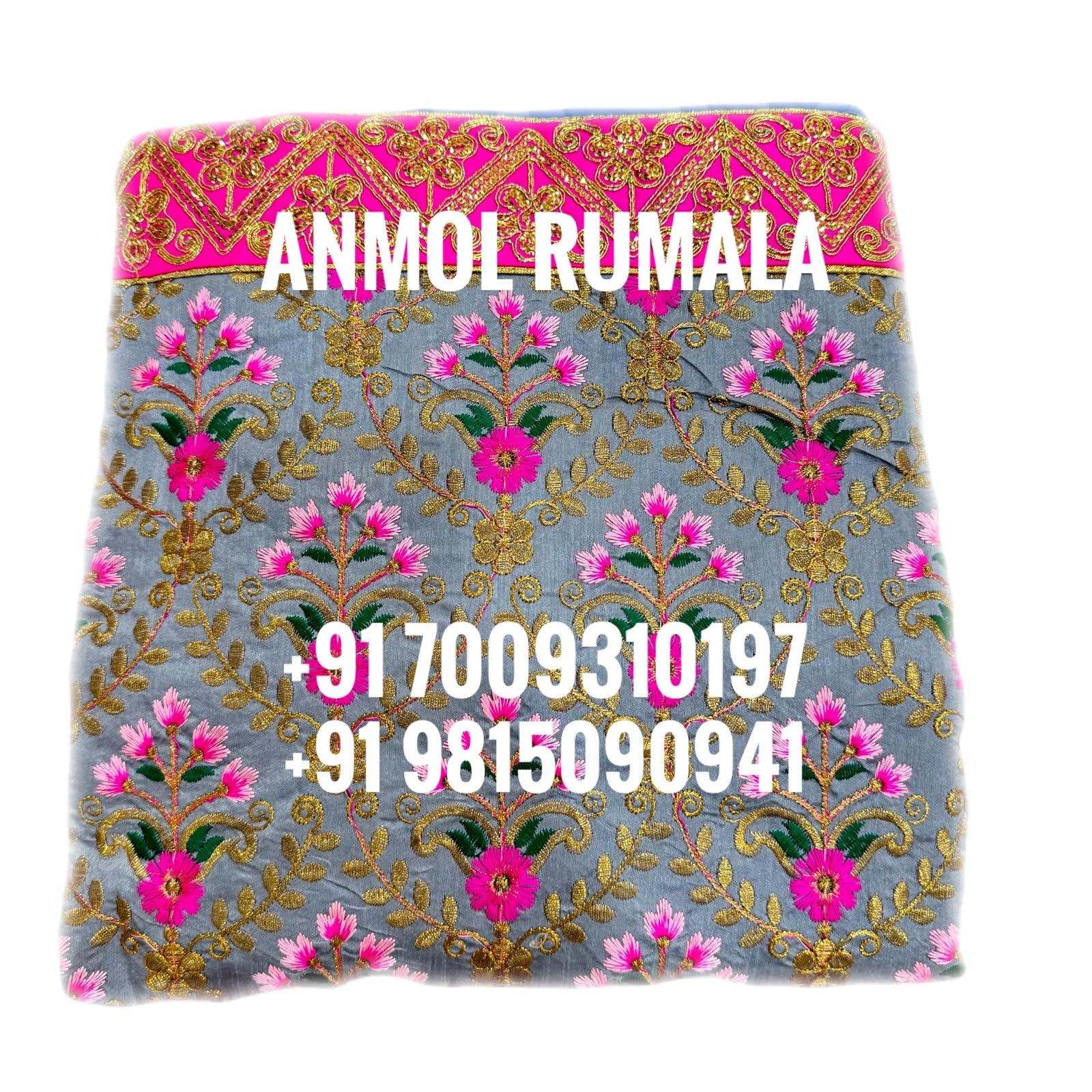 Rumala Sahib Double Set With Cotton Lining (Grey with Heavy Embroidery and Embroidered Magenta Gota)-picture-51