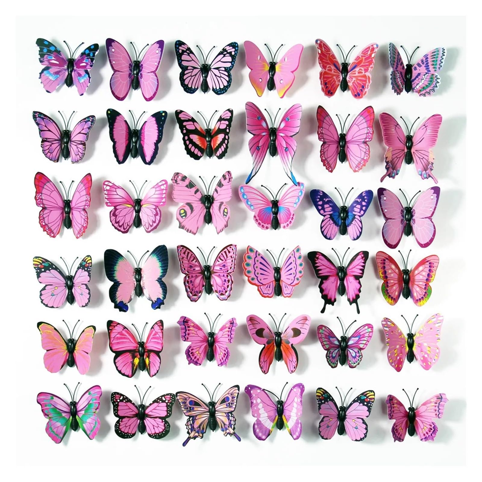 12PCS House Decoration Stereo Butterflies Refrigerator Stickers Removable 3D Home Decor Wall(Pink)