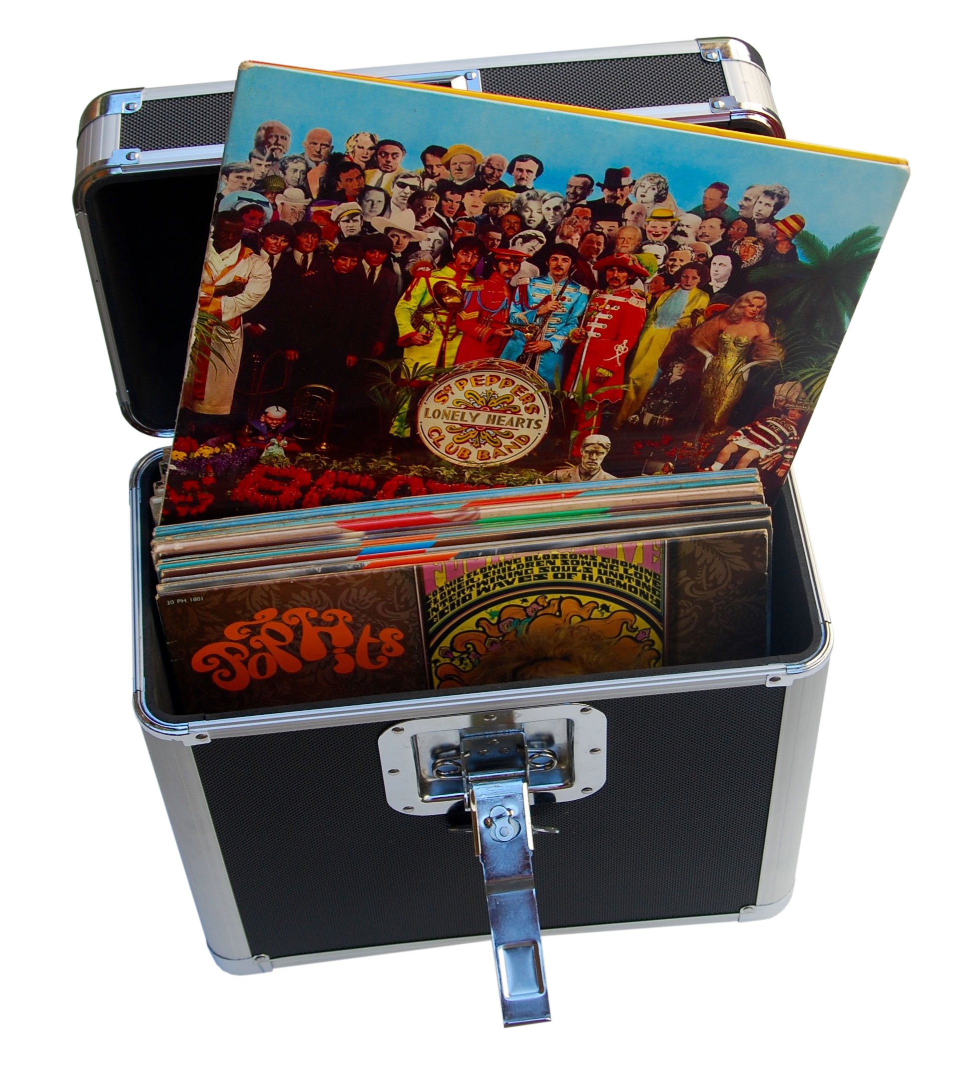 Rock Flight Case 25LP Negro, Maleta para Puerta Vinilo 33T, Negro, Maleta Negra