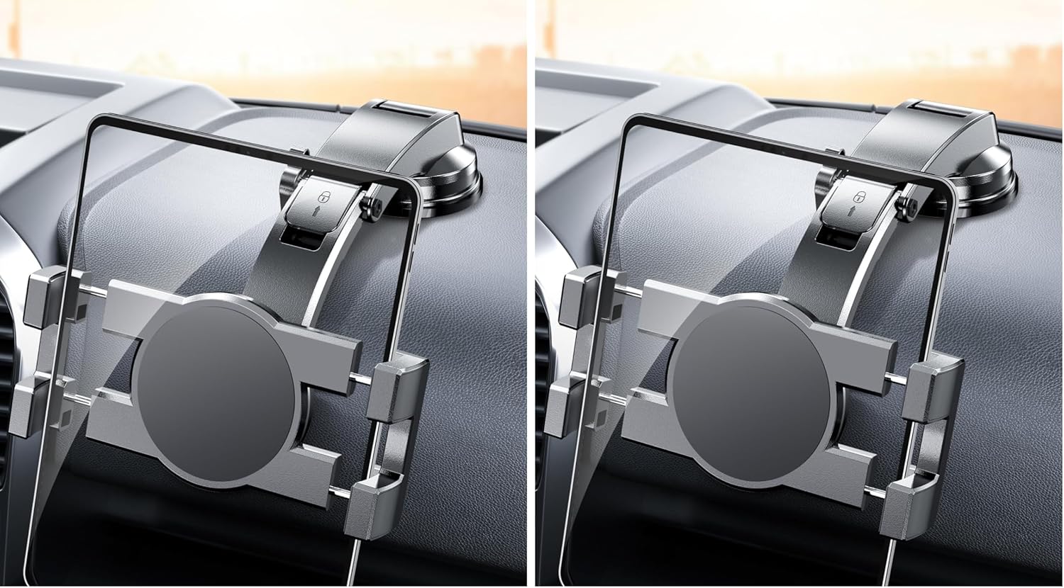 eSamcore iPad Holder for Car, Dashboard Tablet Holder for Car Suction Cup Mount with Large Clamp for All 6"-11" Apple iPad Accessory Samsung Galaxy Tab Tablet Stand (Pack of 2)