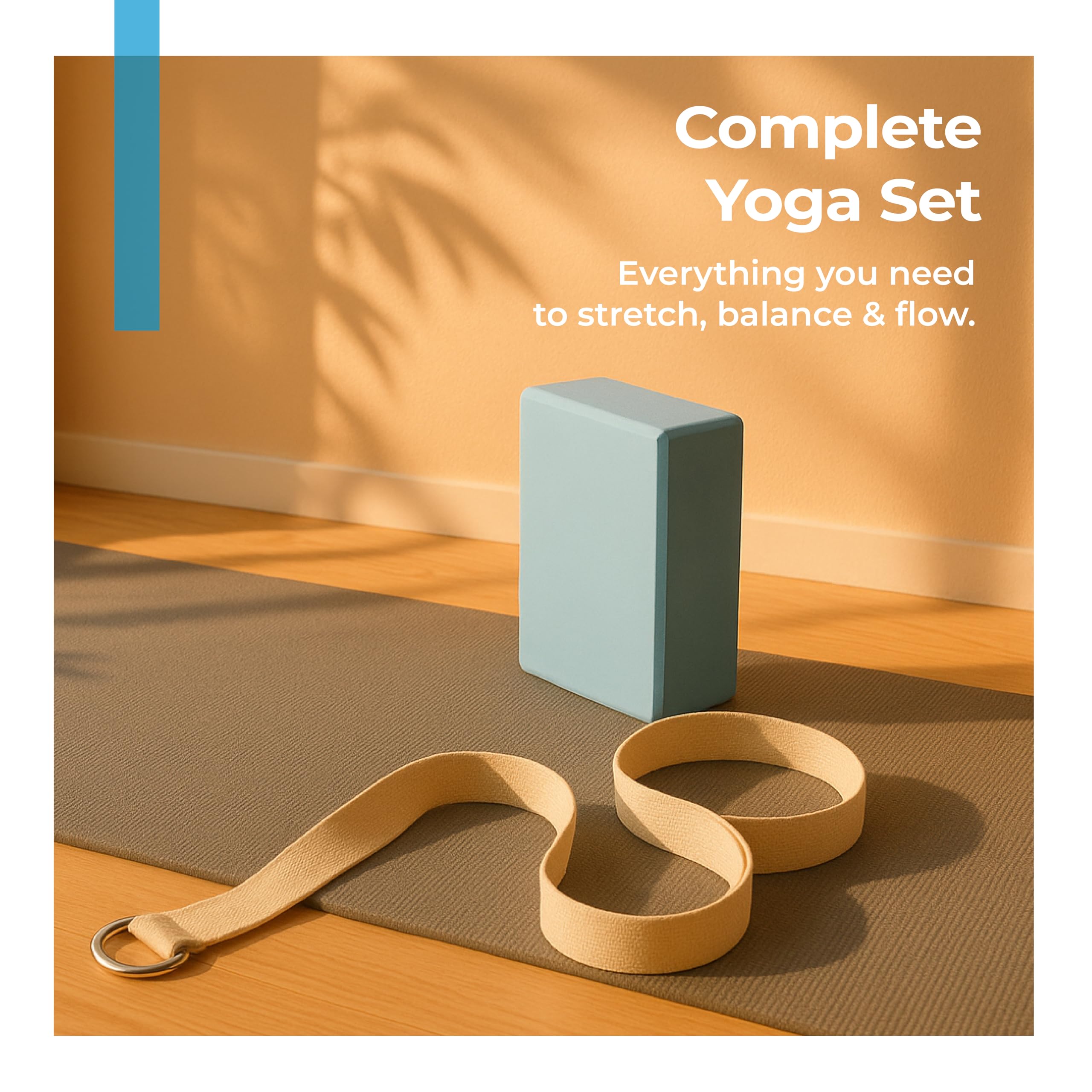 Lifelong Yoga Combo Set: 4mm Mat, 6ft Belt, Block for Men & Women 3