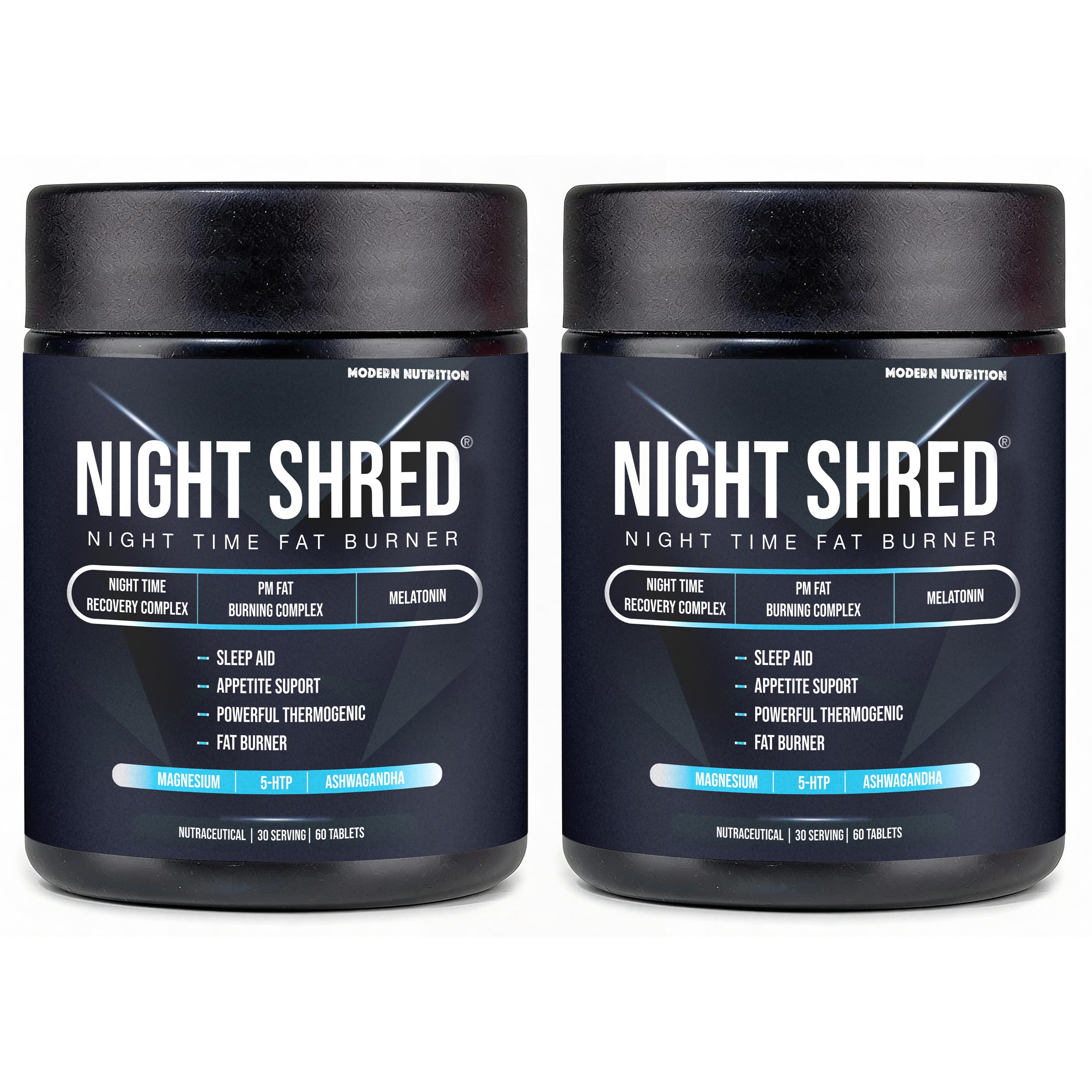 Night Shred | Advanced Night Time Fat Burner for Men Women | Natural Sleep | Appetite Suppressant | Powerful Thermogenic | Weight Loss Supplement | Belly Fat Burner for Men Women | Hydroxycut | CLA | L-Carnitine | Melatonin 5mg | Ashwagandha | Magnesium | 120 Tab