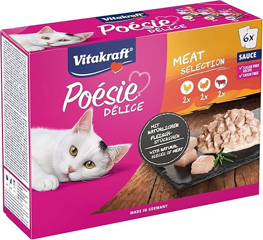 Vitakraft – Comida húmeda para gatos adultos Vitakraft Poésie Délice carne en salsa 6 x 85 g.