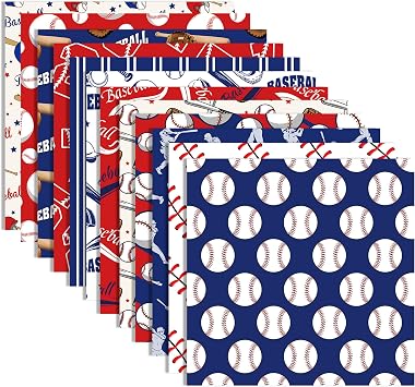 24 Sheet Baseball Pattern Paper Baseball Scrapbook Paper Pad 12 Inches Sport Themed Pattern Papers Red Blue Double Sided Decorative Craft Papers for Card Making Journal Background Photo Album Decor