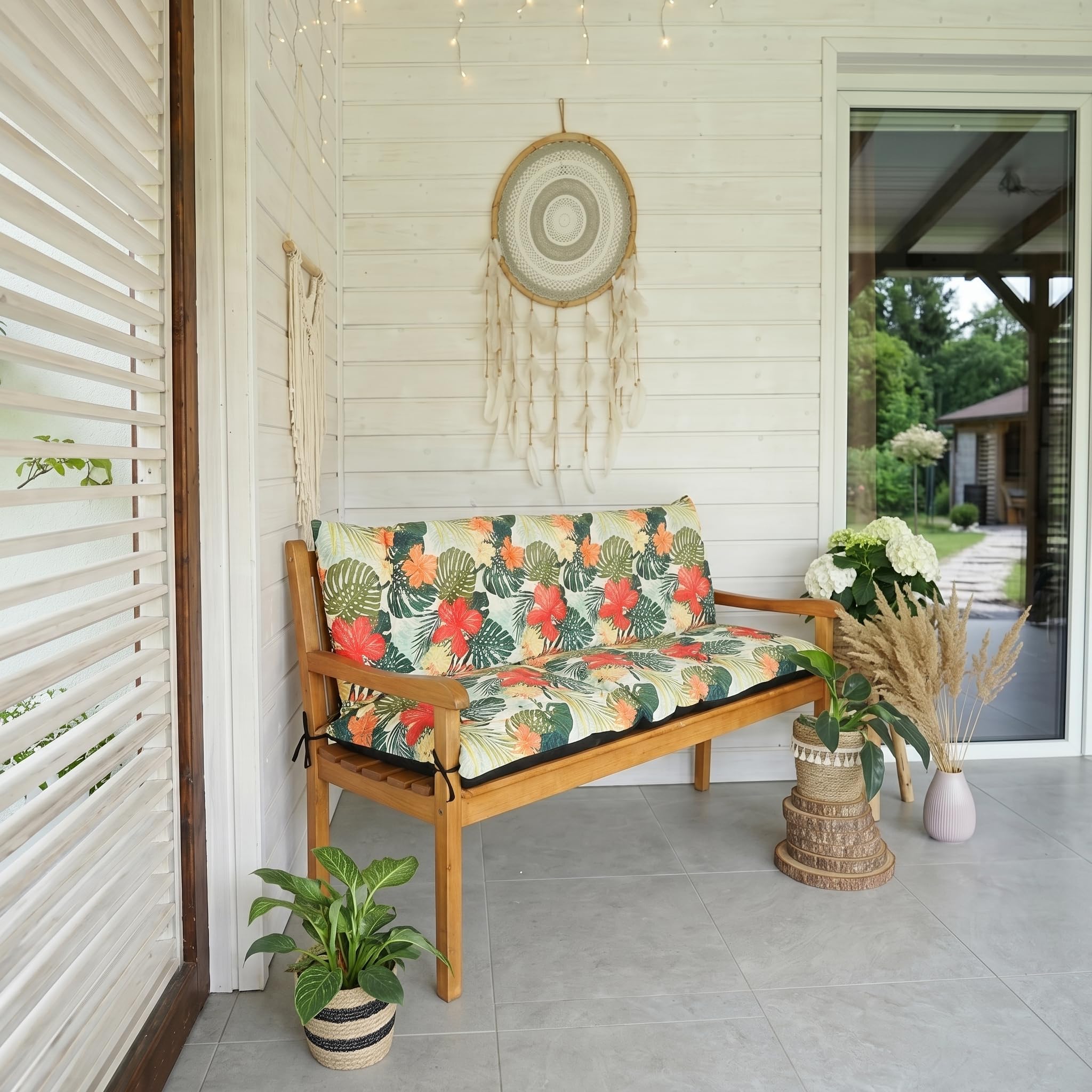 4L Textil Cuscini da Esterno Cuscino per Panca da Esterno Cuscino per panchina da Giardino Cuscini Dondolo 3 posti Cuscini per pallet (100x50x50 cm, Verdi Tropicale)