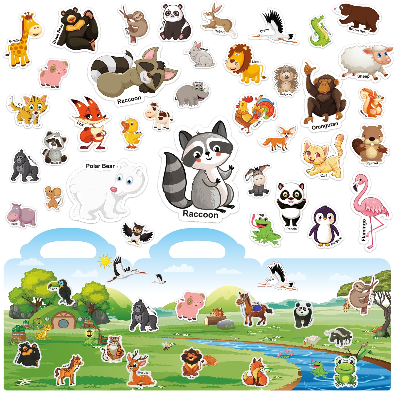 Amazon.com: 211 PCS Animals Reusable Sticker Book for Kids