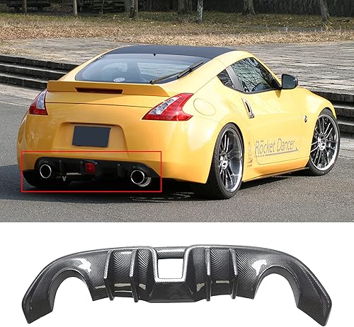 YOUNGERCAR Difusor trasero apto para Nissan 370Z Z34 2009-2020 estilo fibra de carbono ABS JDM L Shark Fin Style parachoques trasero disponible en Yaxa Guatemala