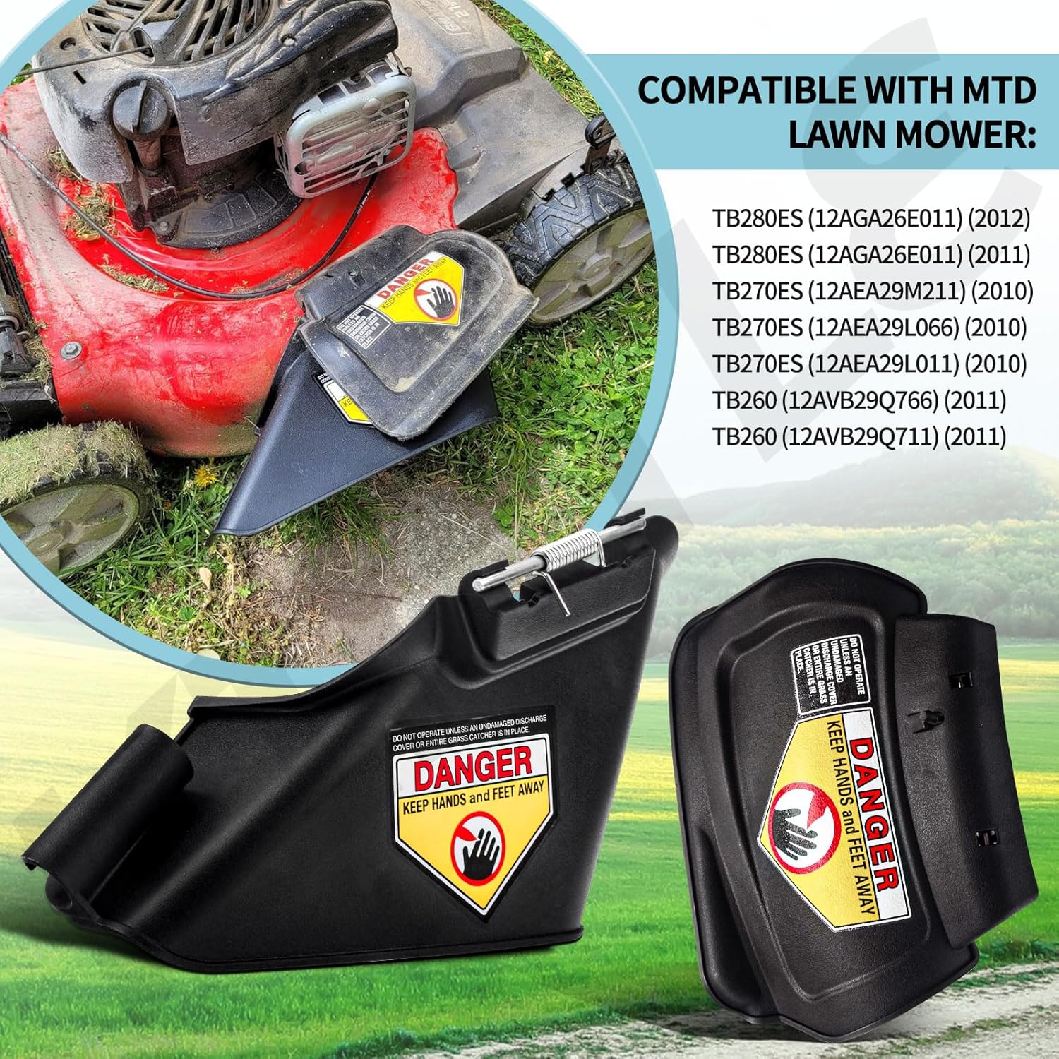 731-07131 Side Discharge Chute & 987-02516A Hinged Mulch Plug Compatible with MTD Lawn Mower - Pin and Spring are Included