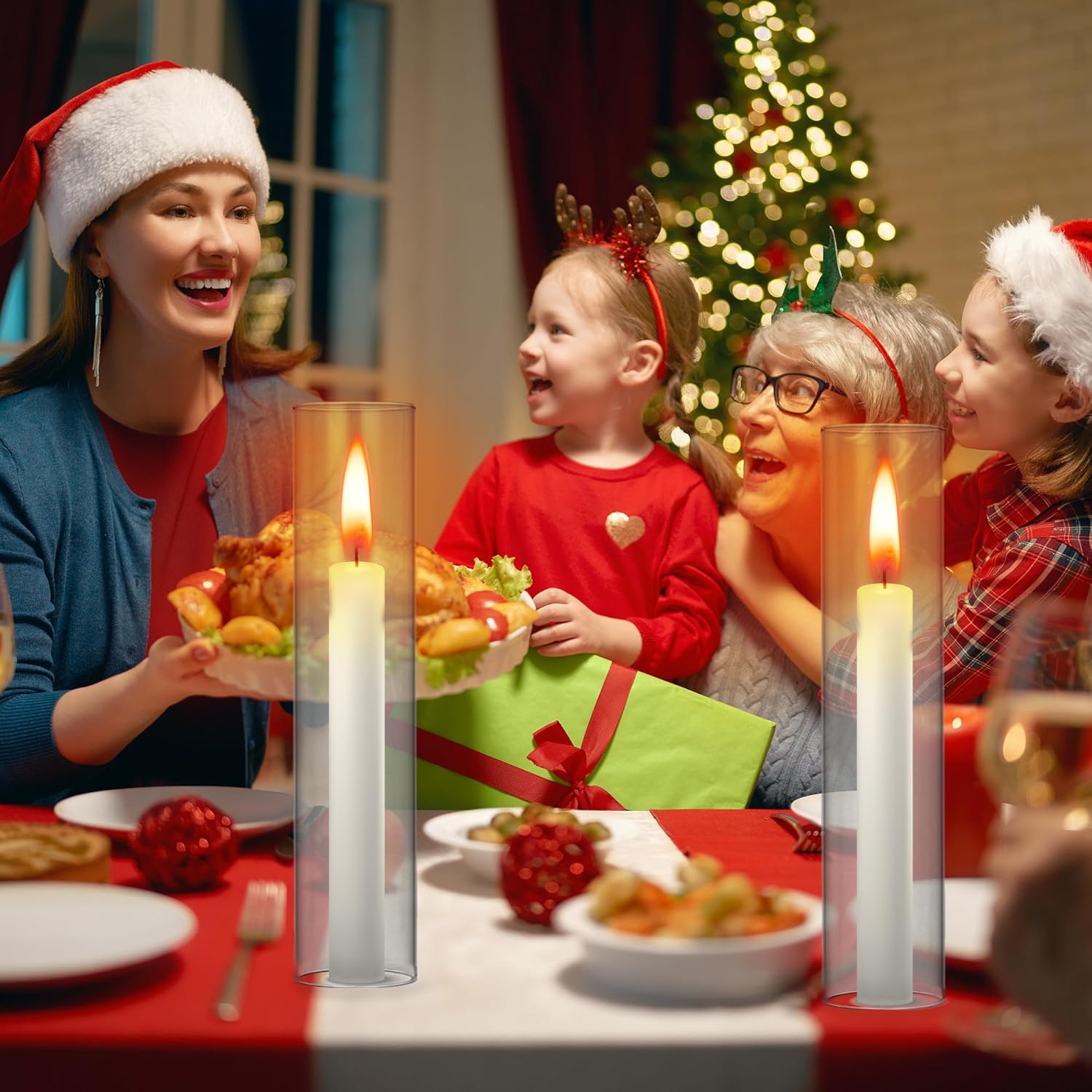 Garvee 10 Pcs 2.5 in W x 12 in H Hurricane Candle Holder Sleeve, Open-Ended Glass Chimney Cover for Candlestick Holders, Bottomless Clear Cylinder Shade Tube for Wedding Party - Image 4