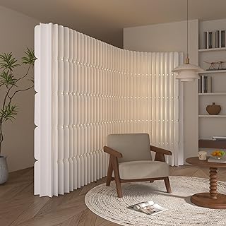 Faltbarer Paravent Raumteiler Trennwand aus Papier Sichtschutz Stellwand Raumtrenner für Wohnzimmer Schlafzimmer Teezimmer, Weiß (B300 x H240 cm)