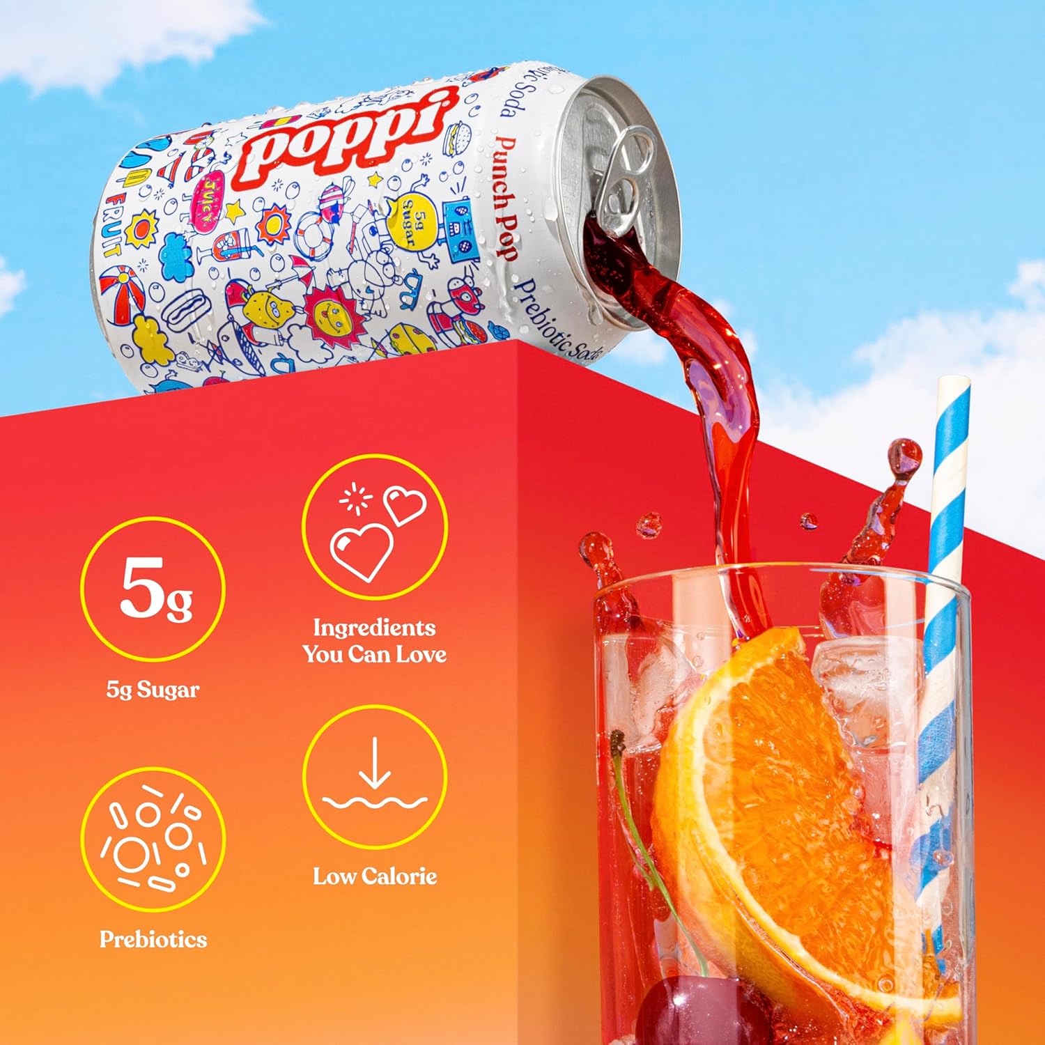Poppi Punch Pop Prebiotic Soda 12 fl oz