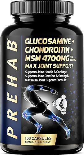 Glucosamina condroitina MSM  Suplemento de apoyo articular premium  Extra Strength 4700mg Max Joint Support  Hombres y mujeres  Apoya la salud de