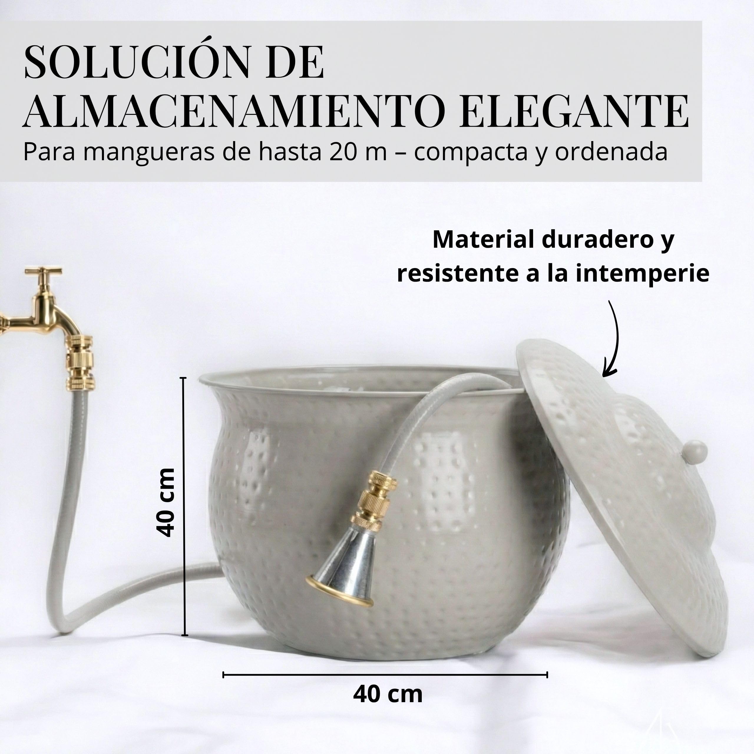 LIVLIG - Maceta de metal para guardar mangueras de jardín, manguera de jardín de hasta 20 m, caja con tapa, color antracita