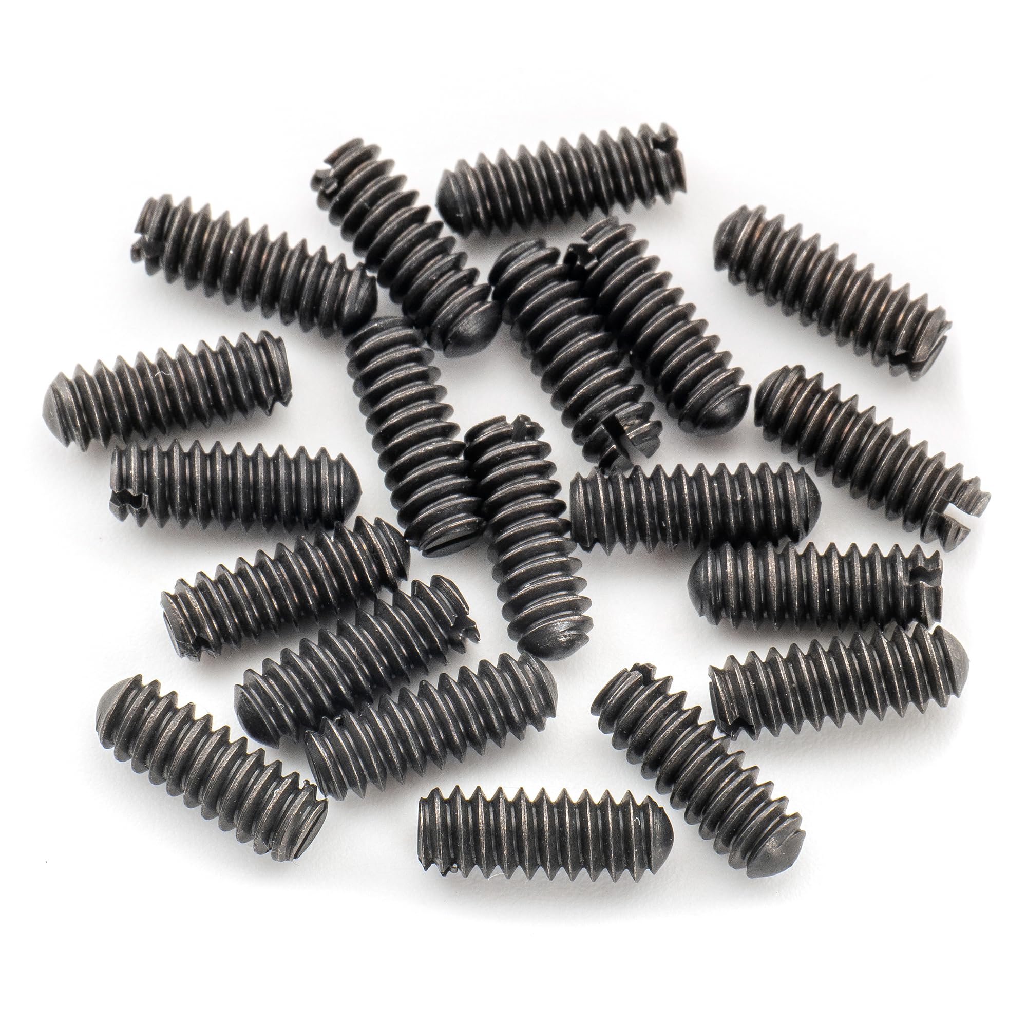 Musiclily Ultra UNC#6-32x3/8 Inch Stainless Steel Saddle Height Adjustment Screws Oval Point Slotted for USA Tele Style Electric Guitar Bridge Black (Set of 20)
