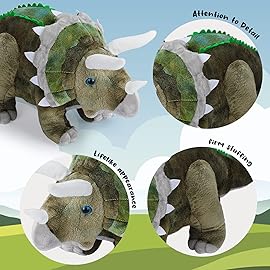 Dinosaur Plush Toy, Triceratops Stuffed Animal Throw Plushie Pillow Doll, Soft Grey Fluffy Friend Hugging Cushion - Present for Every Age & Occasion