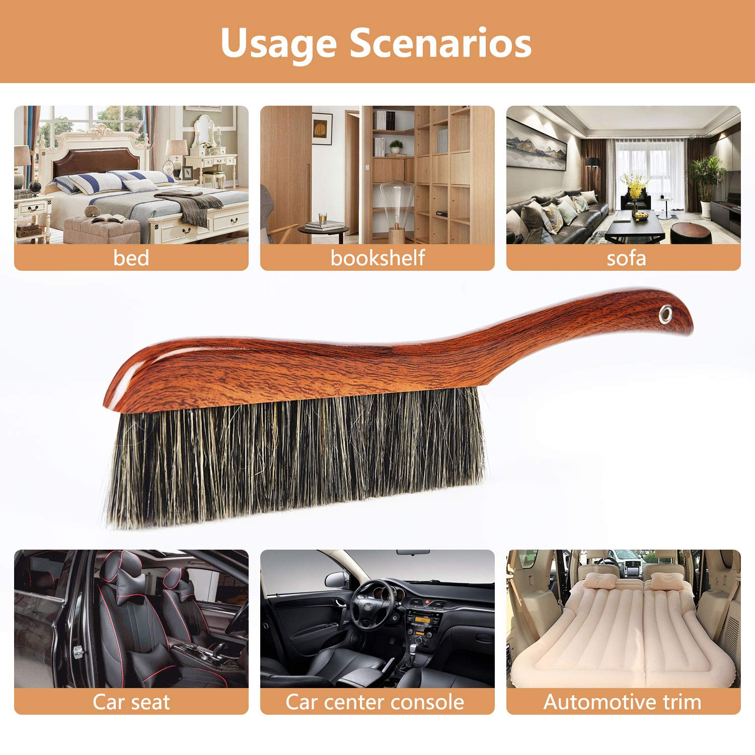 Buy PHILSKY Soft Bristles Hand Broom Cleaning Brushes Counter Dusters with Wooden Handle for