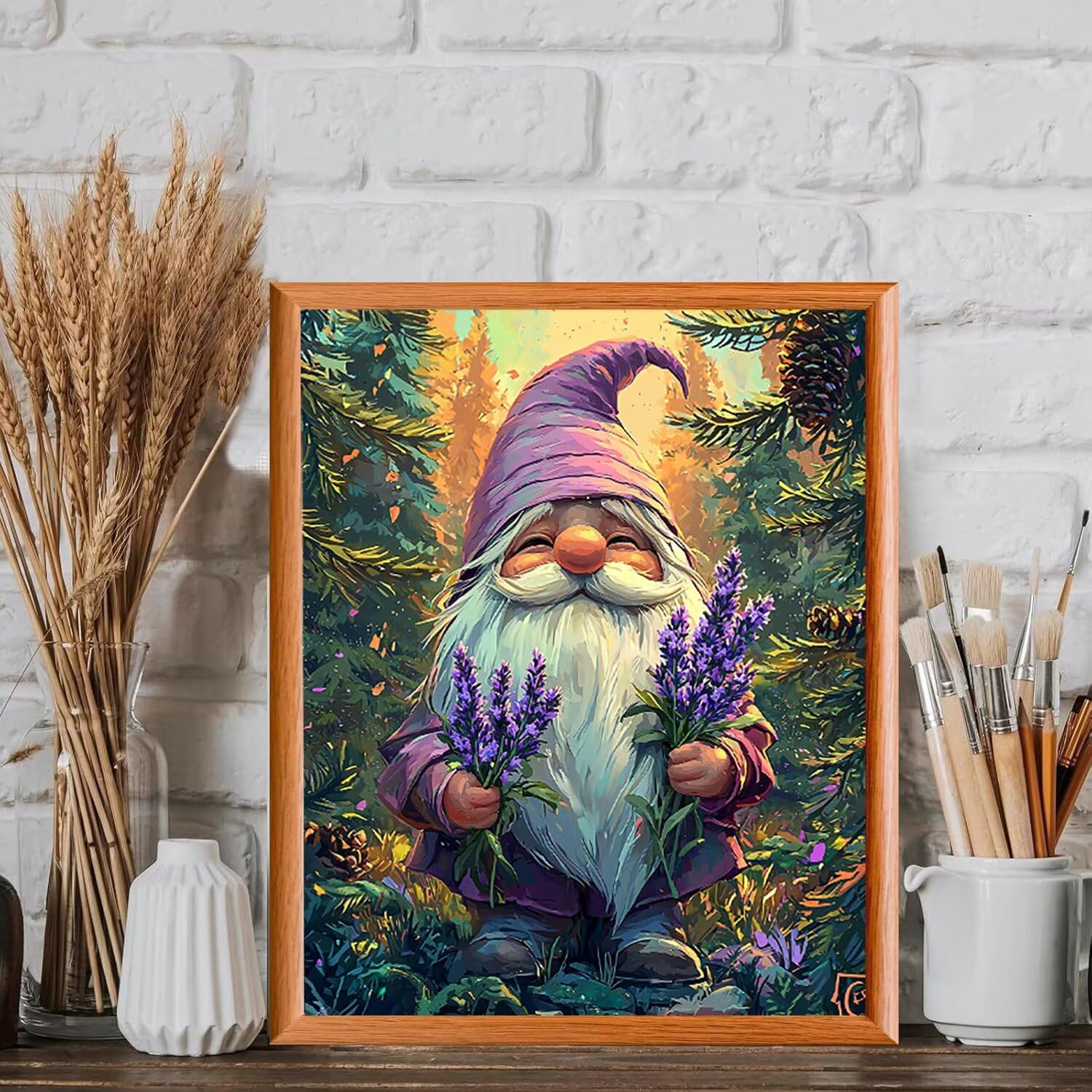 WEISHIWE Lavanda e nano Dipingere con i Numeri per Adulti, 70x90cm a-1040