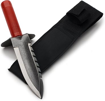 Kings County Tools 12-Inch Gardeners Digging Knife | 7-Inch Long Curved Alloy Steel Blade with Serrated Edge | Cut Roots and Vines | Made in the USA