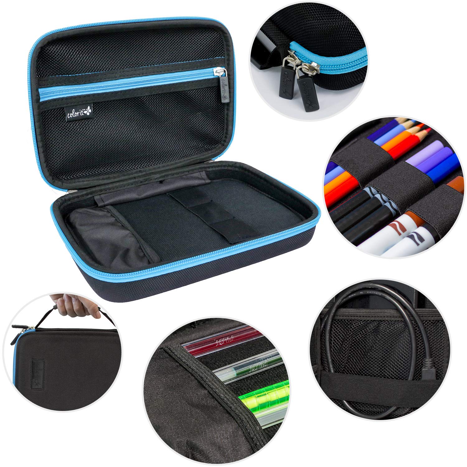 ColorIt Large Pencil Box Case Storage for Colored Pencils, Gel Pens