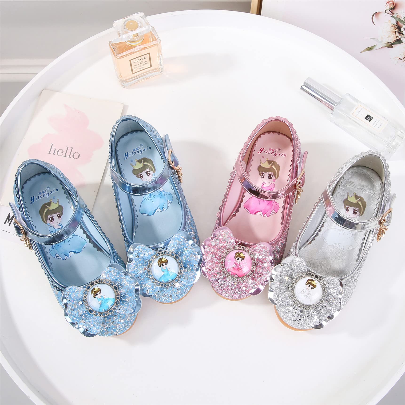 Chaussures Princesse Bout Fermé Talons Antidérapant Paillettes Déguisement Carnaval