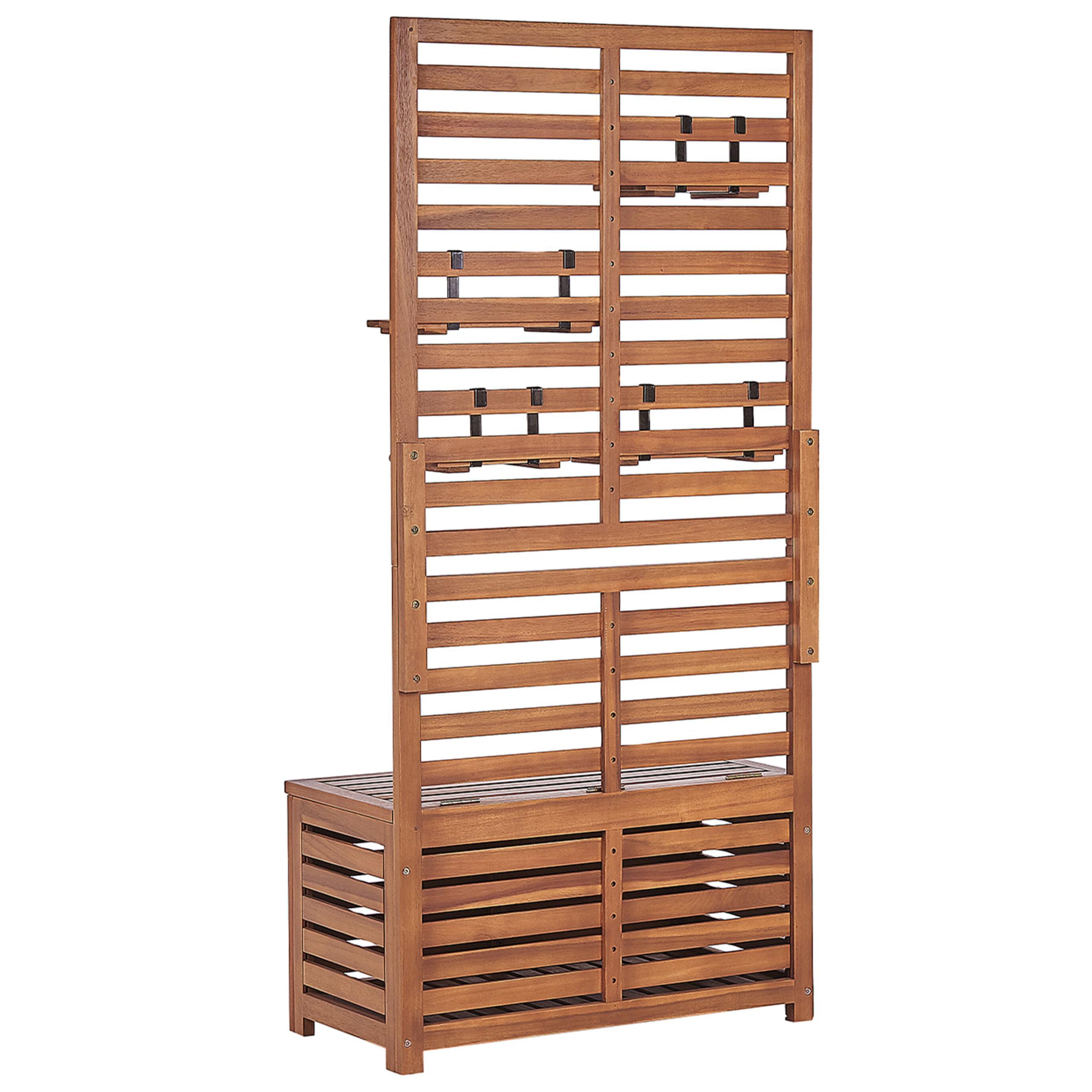 Panca da giardino in legno di acacia 80 cm con mensole e pannello