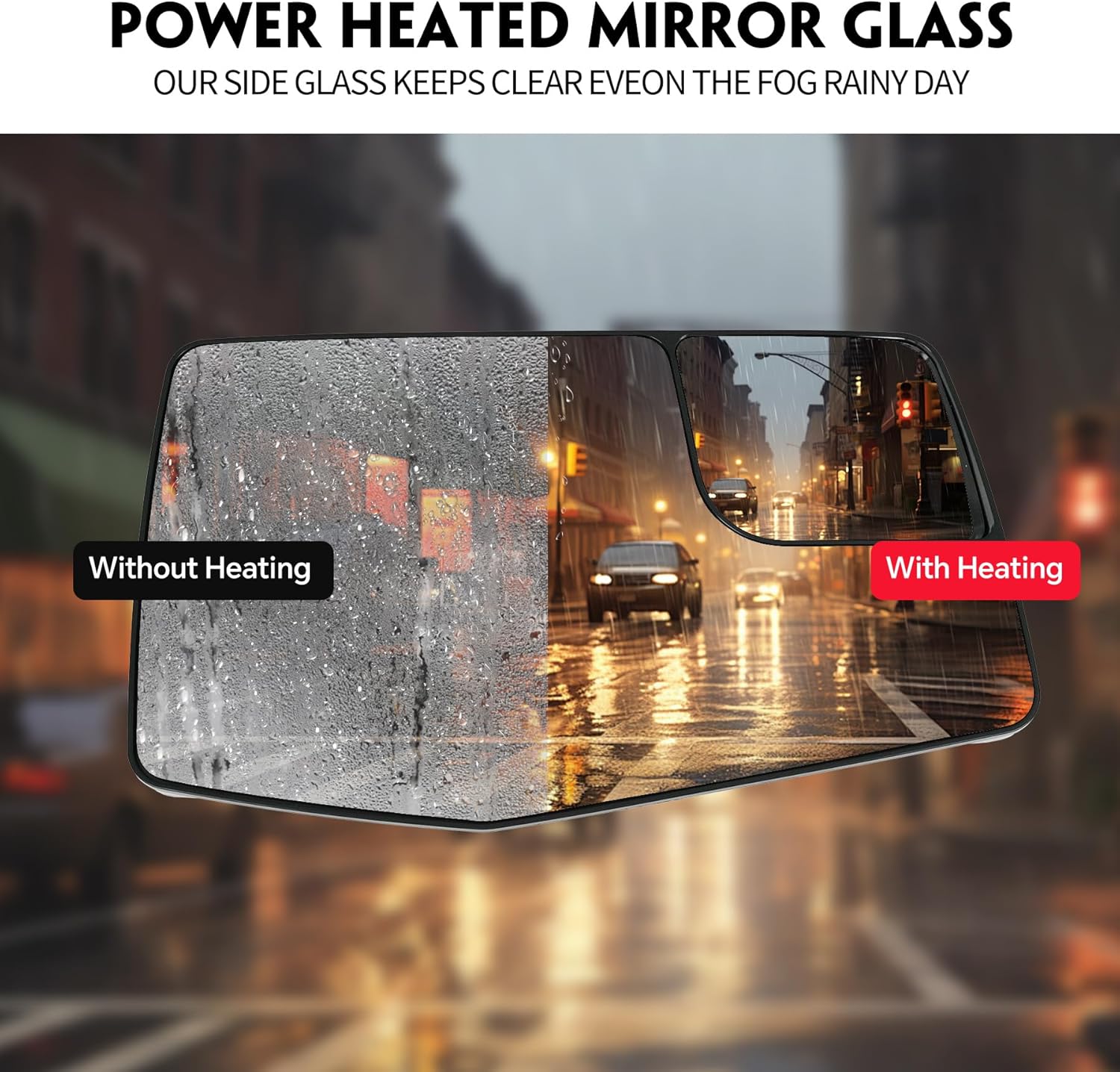 Passenger Right Side Door Heated Mirror Glass with Rear Holder Convex Blind Spot Glass for Chevy Silverado 1500 and GMC Sierra 1500 2019-2024 Replace# GM1325159 84309709