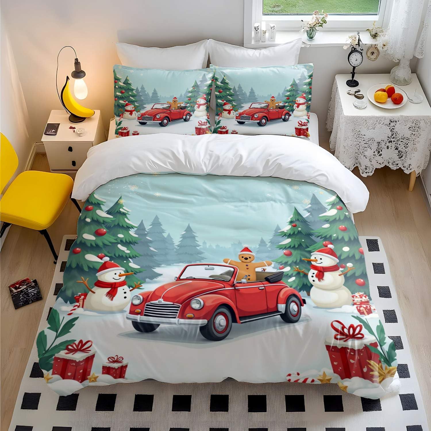 Housse de couette dessin animé bonhomme de neige idée cadeau lit double enfant