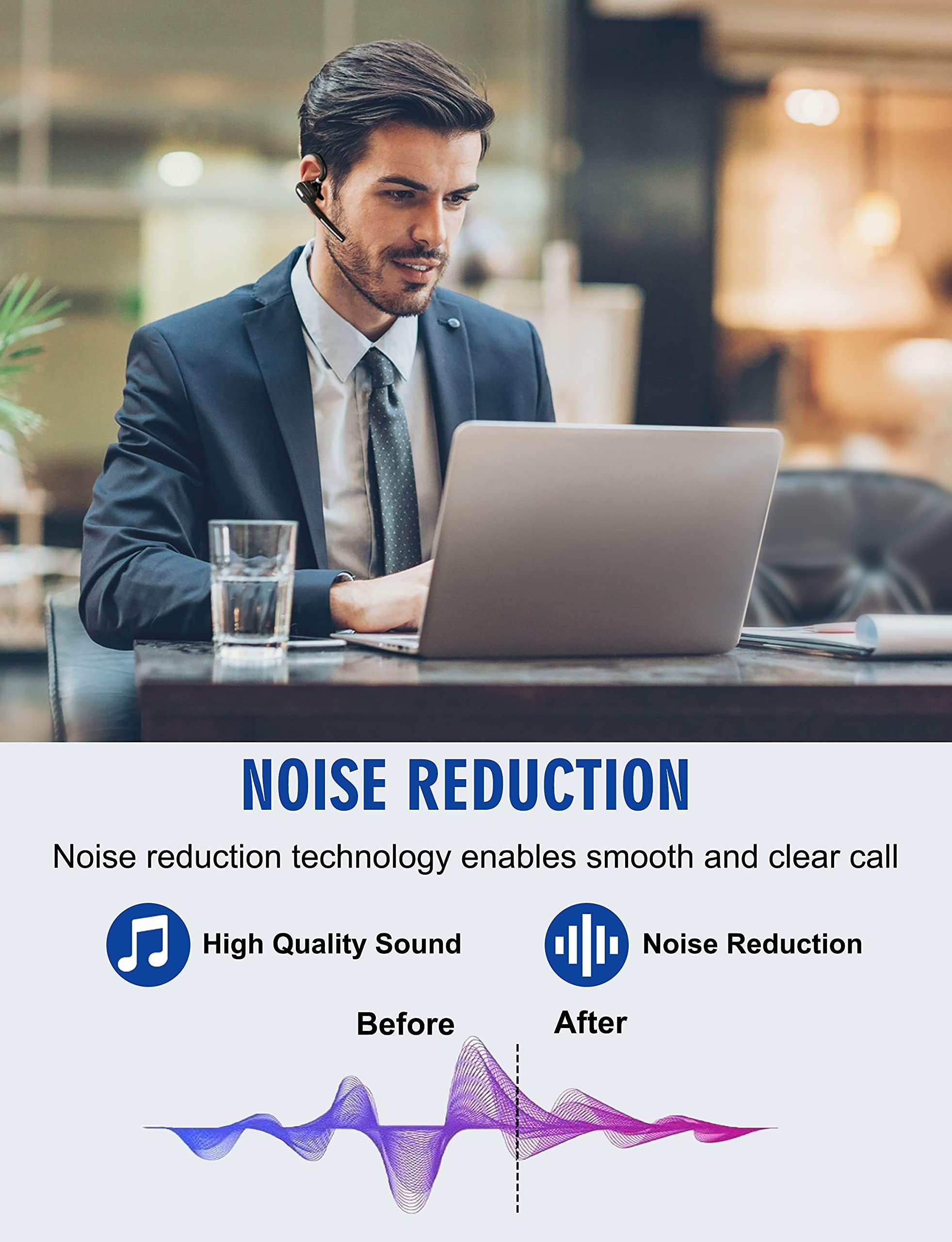 Auriculares Bluetooth V5.1, Auriculares inalámbricos con Estuche de Carga de la batería, Auricular Bluetooth con micrófono de cancelación de Ruido