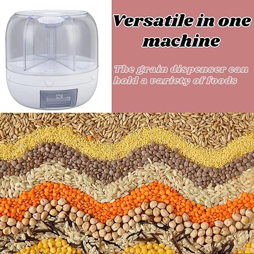Miniatura 3 de Dispensador de granos, 6 rejillas PP organización de almacenamiento de granos a prueba de rotación, cilindro de medición giratorio de 360° (#1)