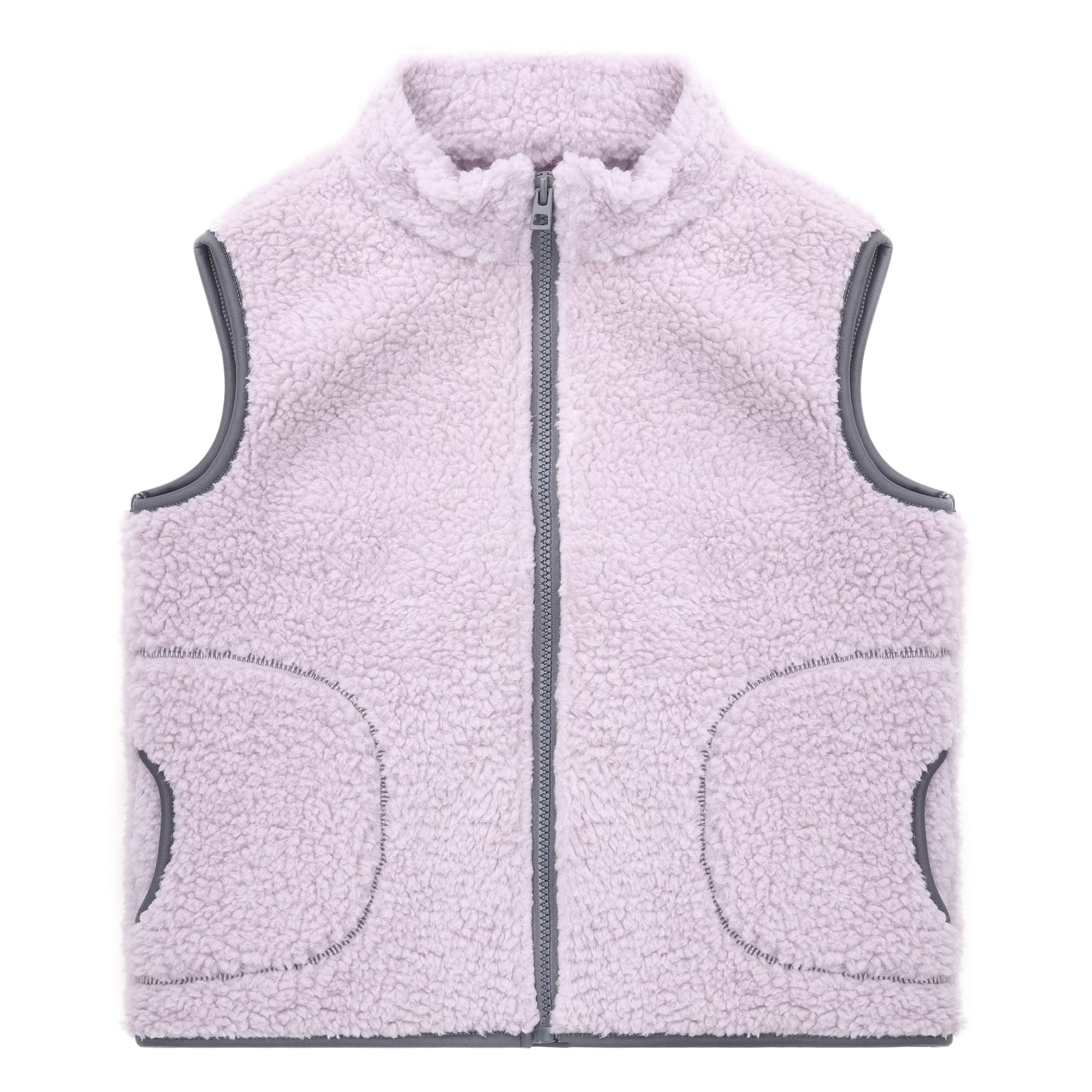 Bambino Bambini Addensare Gilet in Pile Ragazzi Ragazze Gilet Blocchi Colore Collare in Piedi Cerniera Senza Maniche Bambini Invernale Giacca con Tasche