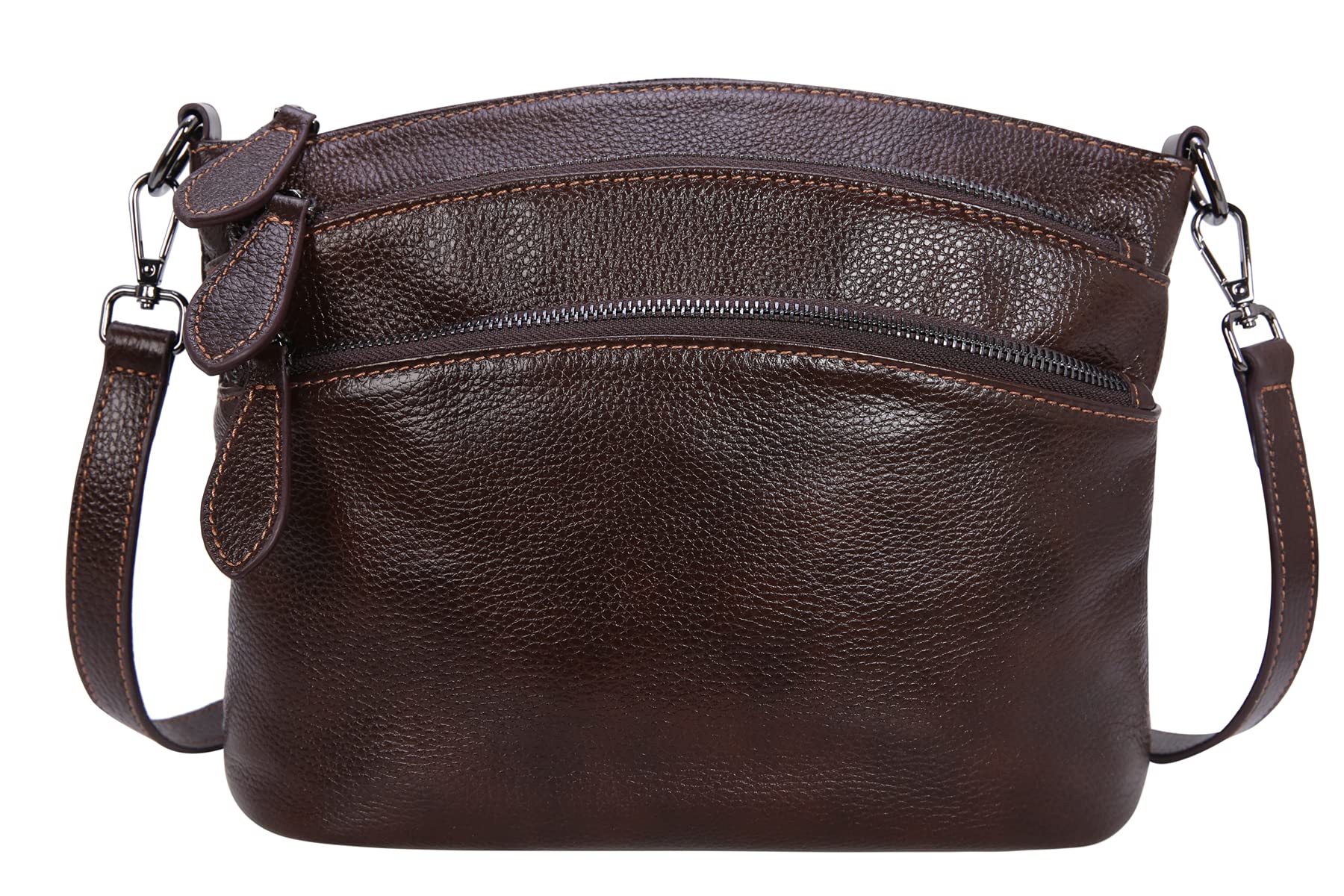 HESHE Leather Crossbody Bags Purses for Women Small Functional Multi Pocket Cross Body Purses Shoulder Satchel Handbags