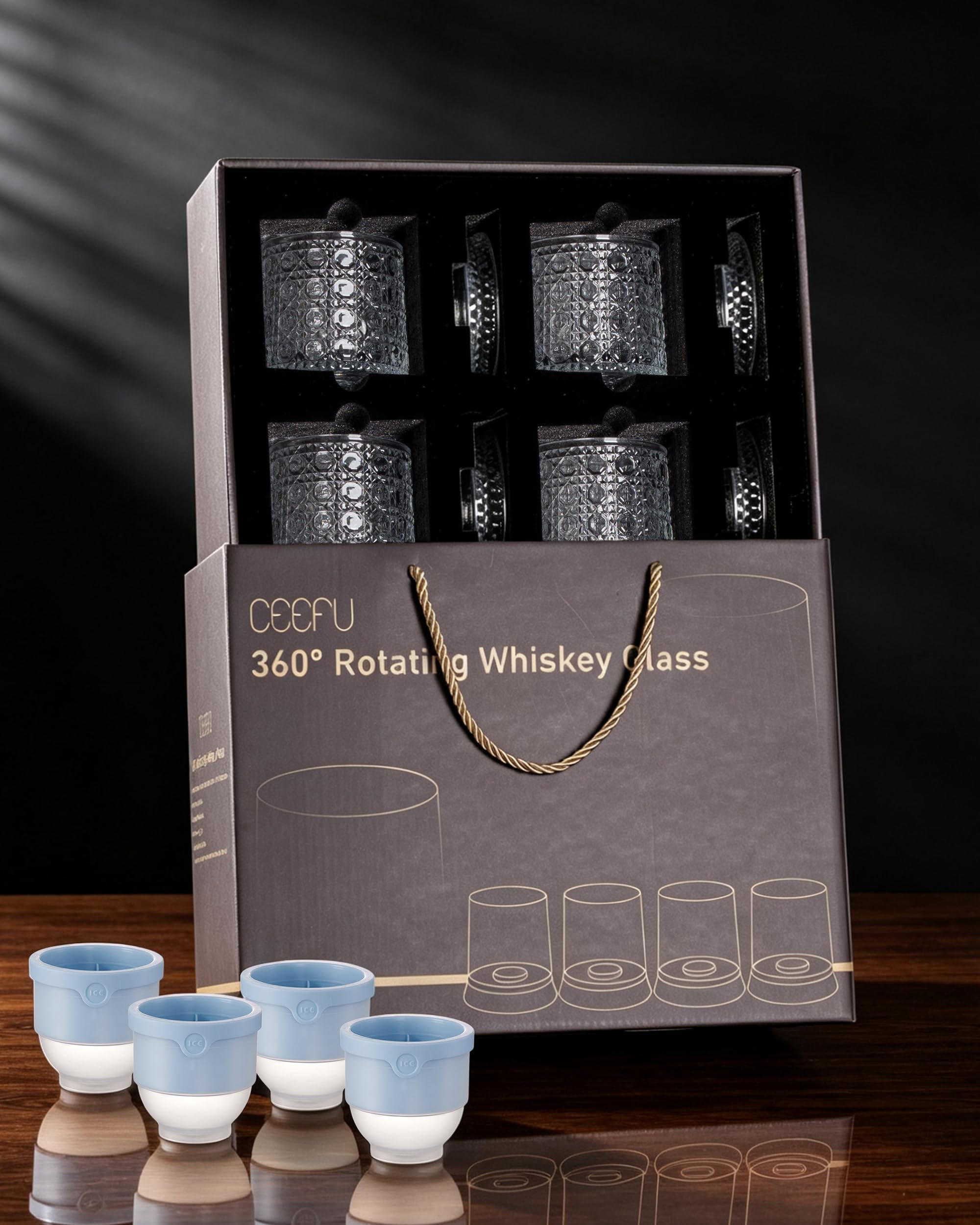 Amazon.com: CEEFU 360° Spinning Whiskey Glasses Set with Gift Box