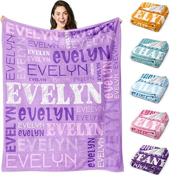 Custom Throw Blanket, Personalized Name Blanket with Name Gifts for Birthday Christmas Halloween, Customized Soft Flannel Throw Blankets for Adult Kid Women Men Team - Printed in USA