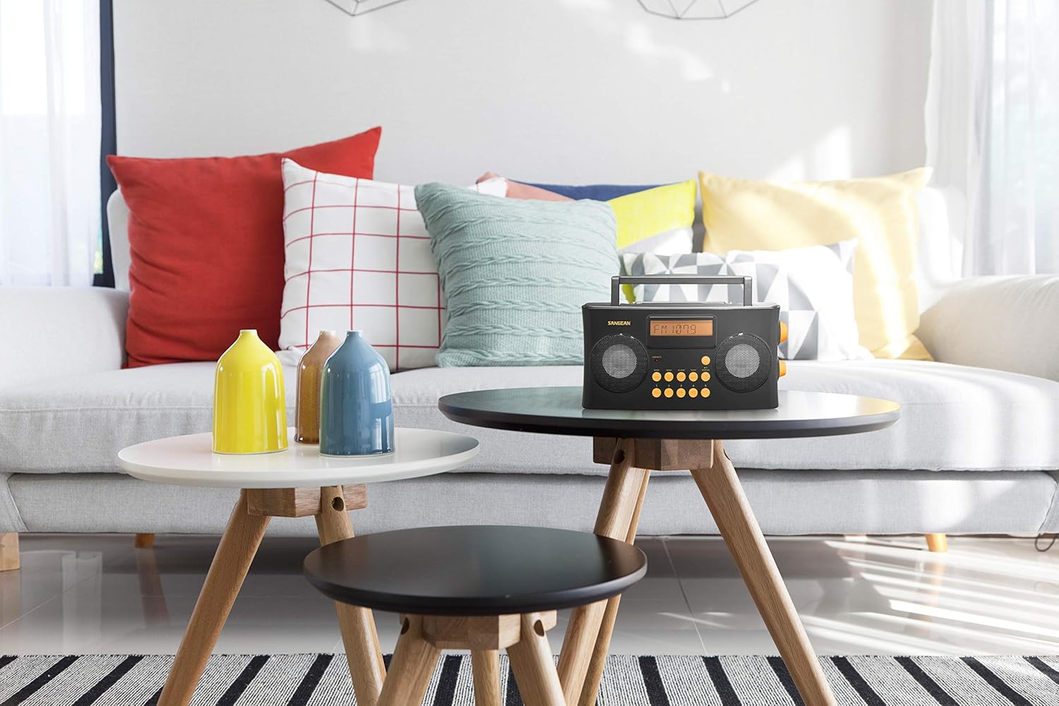 Sangean PR-D17 AM/FM-RDS Portable Radio Specially Designed for The Visually Impaired with Helpful Guided Voice Prompts, high Contrast Large Yellow Controls with Raised Symbols