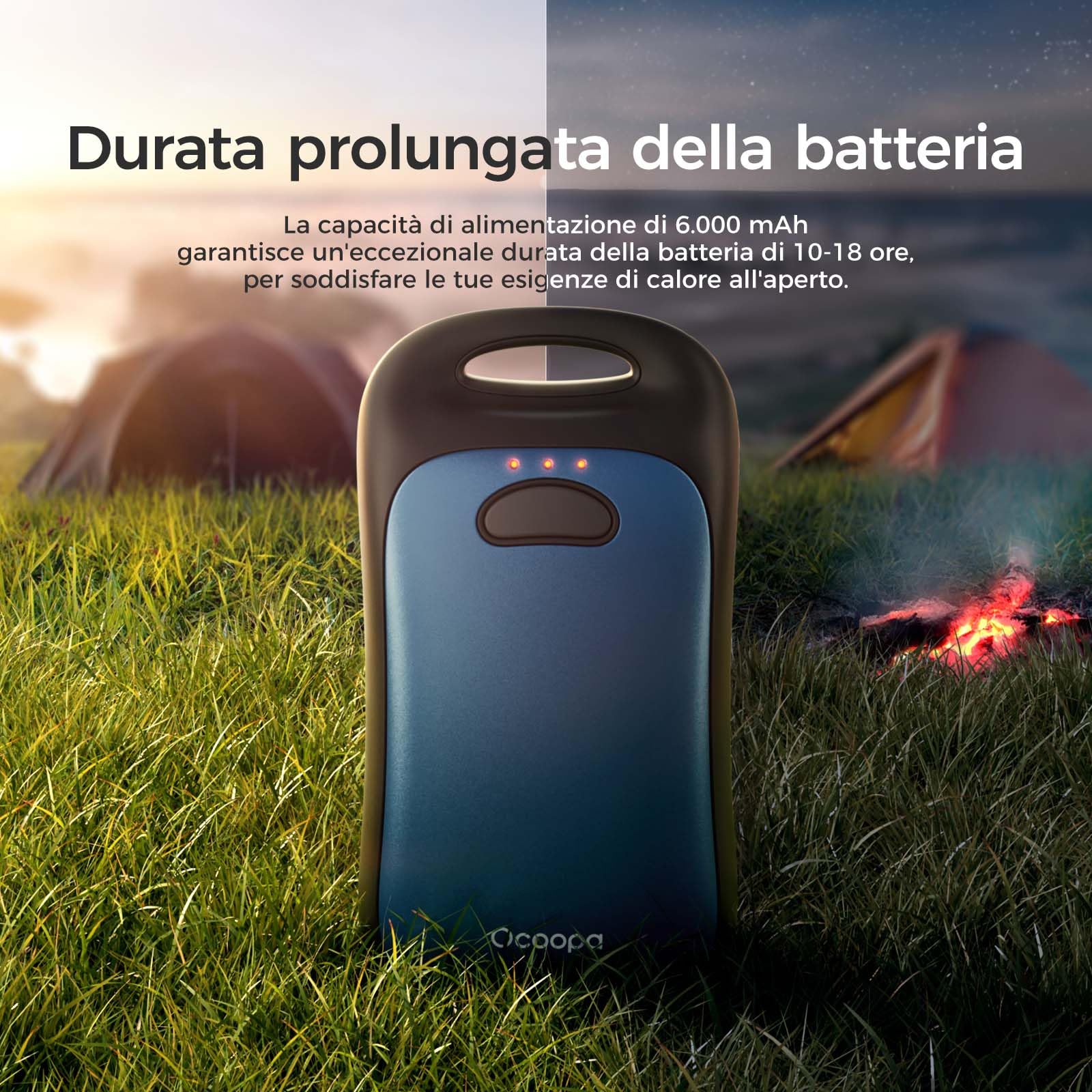 OCOOPA Scaldamani ricaricabili 2 pezzi magnetici,IP45 resistenti all'acqua, scaldamani elettrici 6000 mAh, calore 18 ore, riscaldatore tascabile portatile, regali per esterni, golf, campeggio, Urban