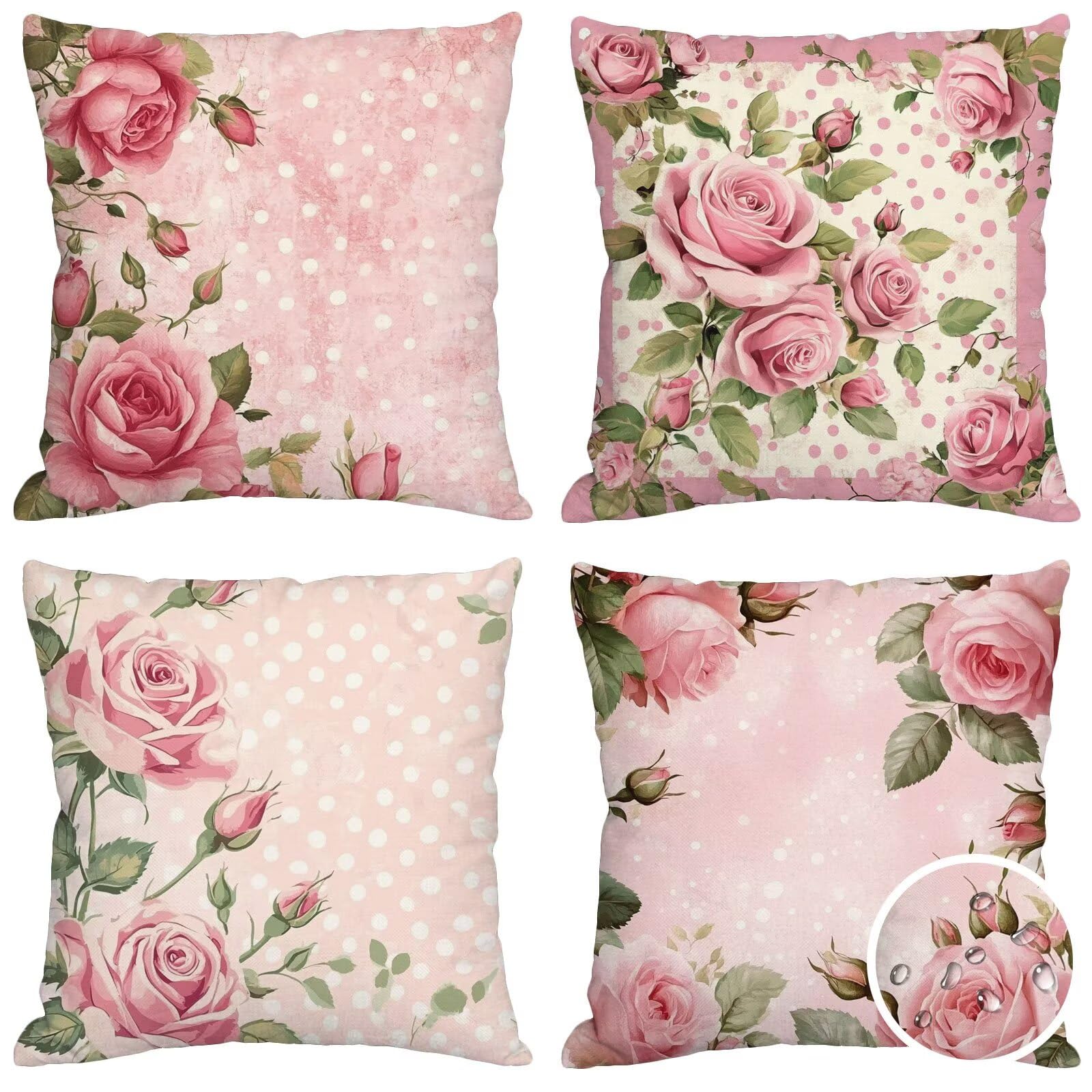 rosa Cuscini per Divano Esterno Giardino Cuscini per Divano Grandi 70x70 cm San Valentino Copricuscini Impermeabili Linoi Set di 4 Cuscino Decorativi per Interno/Esterno Balcone Patio Regalo Y-830