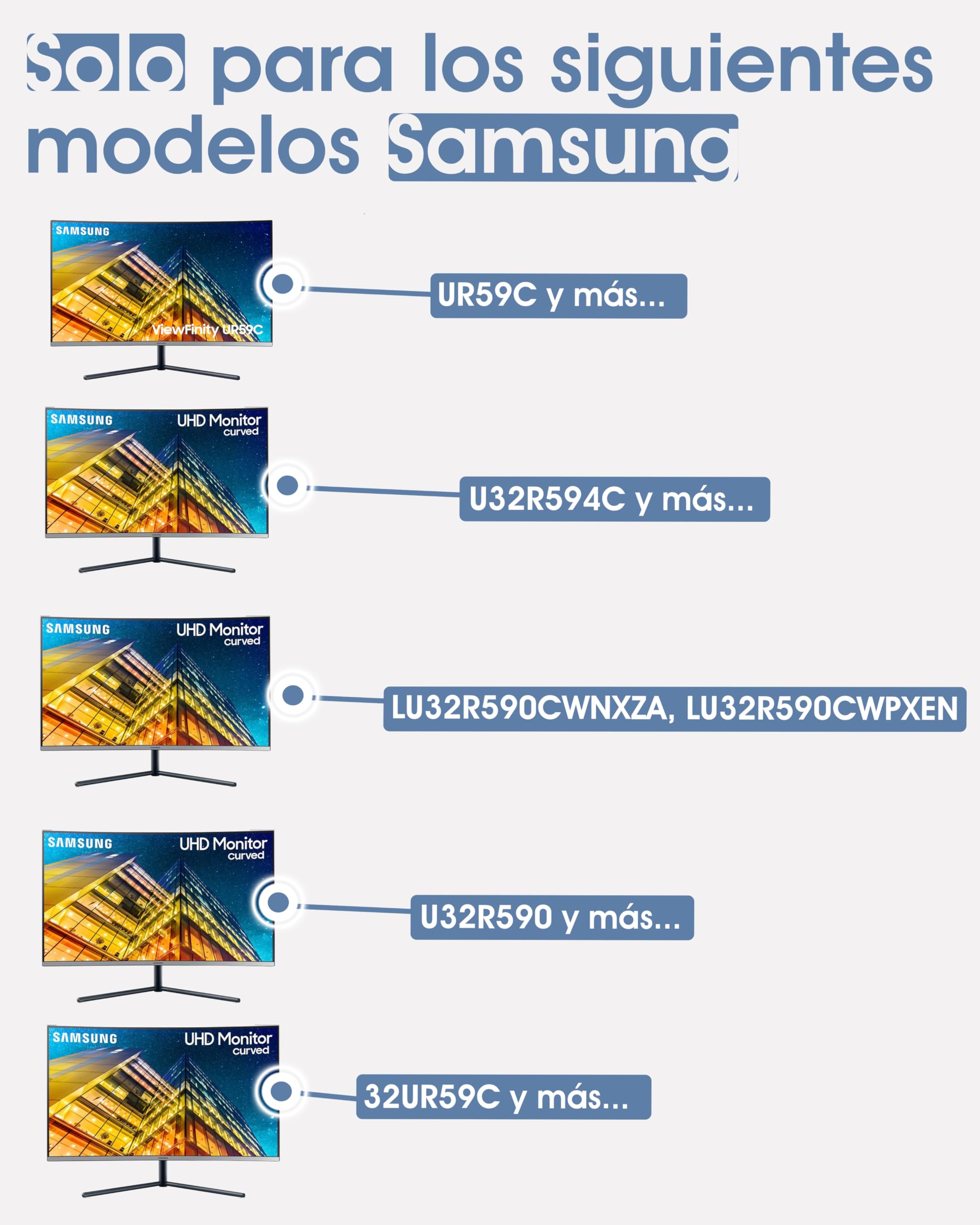 3IDEE Adaptador VESA compatible con Monitor Samsung (U32R590, U32R591, U32R592, LU32R590, 32UR59C y más ...) Soporte VESA 75x75 mm - Soporte monitor sin VESA - Para montaje en un soporte de monitor