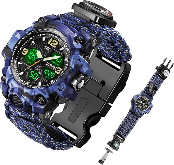 Mens Tactical Military Digital Watch, 23in1 Survival MultiFunctional