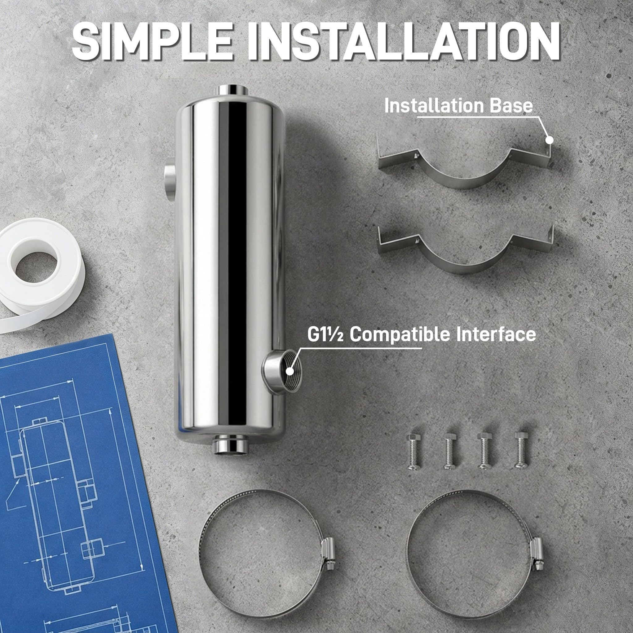NAIZY Pool Wärmetauscher 60 kW Edelstahl Schwimmbad Wärmetauscher für Außenpool, Innenpool, Whirlpool, Spa Schwimmbadwärmetauscher für Poolsystem
