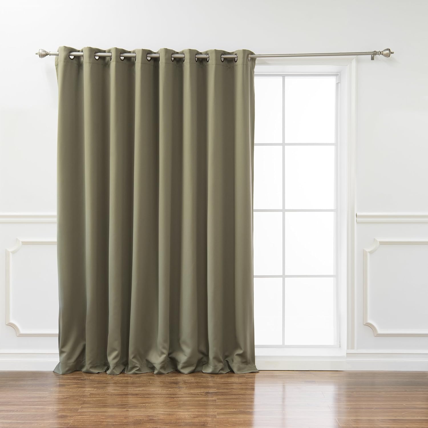 Best Home Fashion Closeout Wide Width Thermal Insulated Blackout Curtain - Antique Bronze Grommet Top - Sage - 100" W x 96" L - (1 Panel)