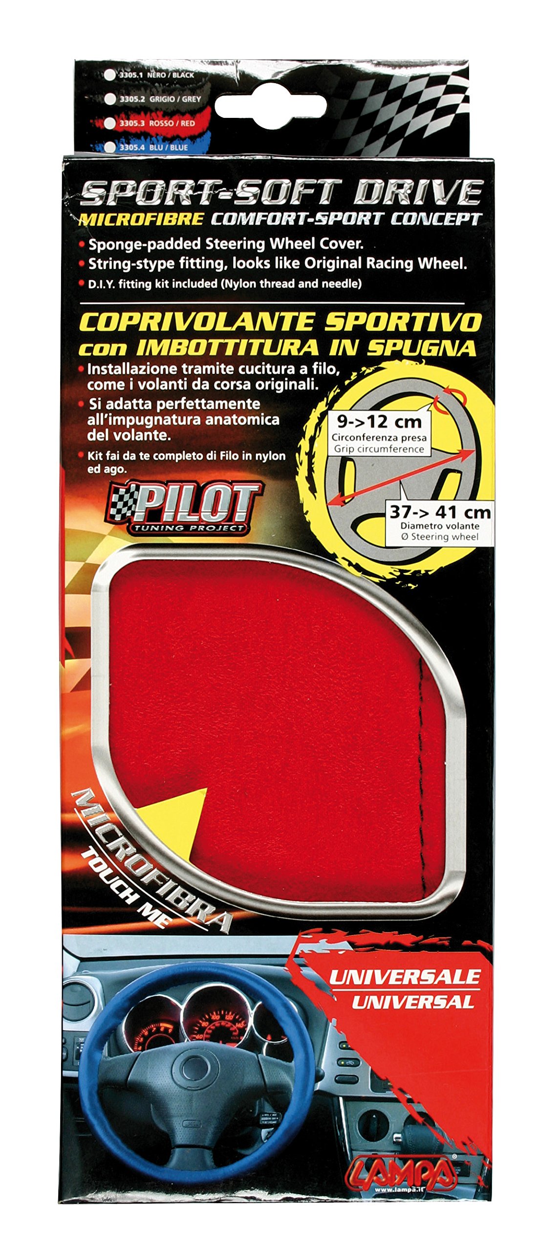 Image secondaire de Lampa 33053 Couvre-Volant en Microfibres Sport Soft Drive Ø 33-43 cm (Rouge)