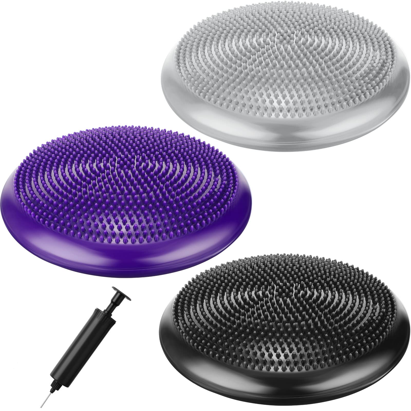 Leitee 3 Pcs Inflated Wobble Cushion Exercise Wiggle Seat for Sensory Flexible Seating Wobble Board Balance Disc Sensory Wiggle Seat Pad for Office