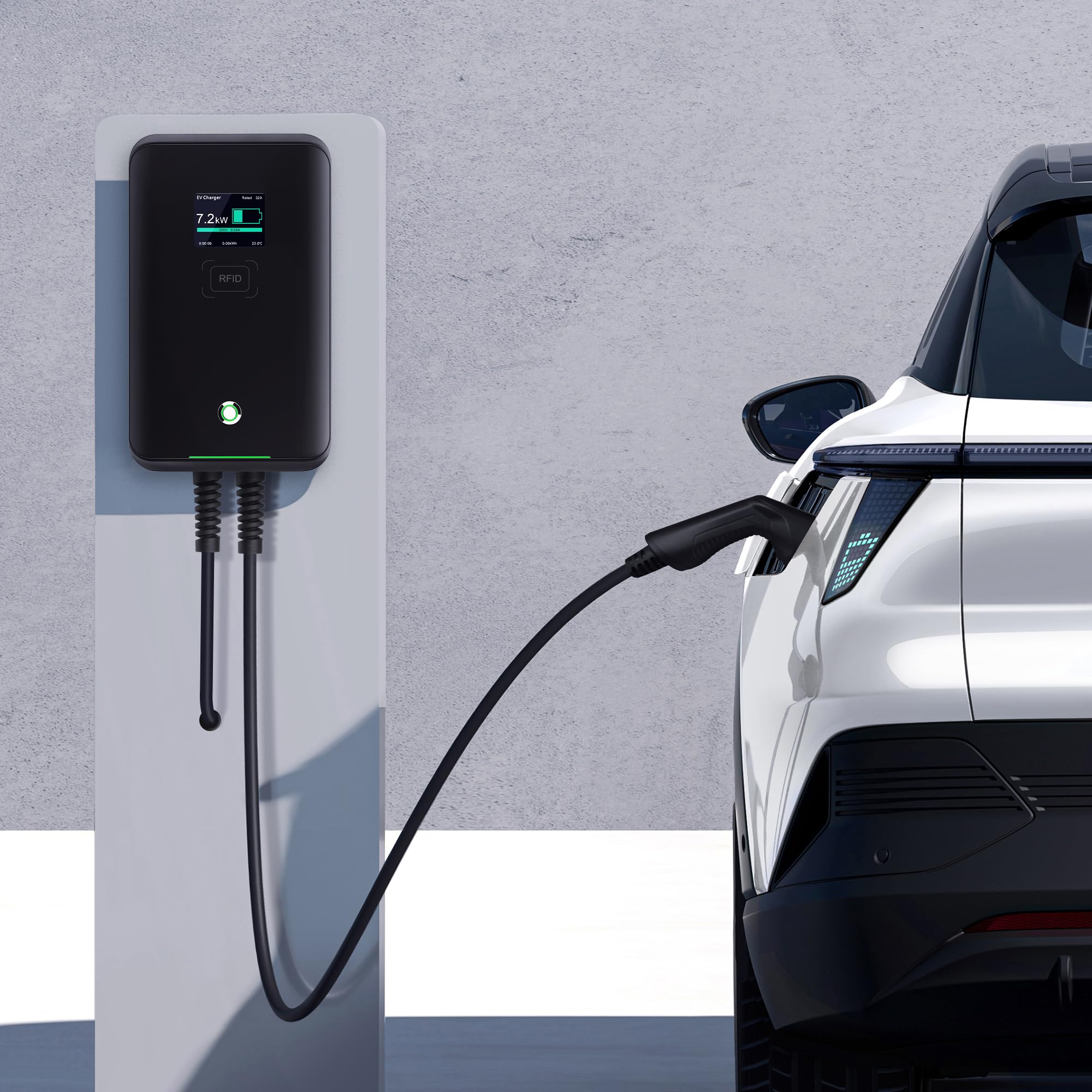 32A Wallbox EV 7kW monofase Stazione di Ricarica per Auto elettriche (7KW-Mode C-RFID)
