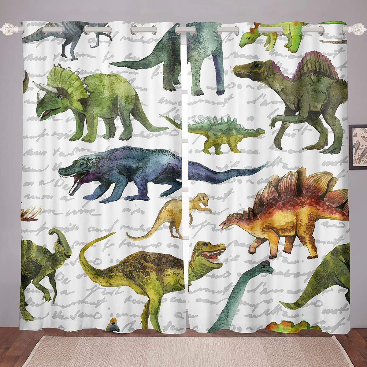 Dinosaur Curtains Jungle Animals Pattern Curtains for Bedroom Living Room for Kids Boys Girls 3D Dinosaur Printed Windows Drapes Wildlife Style Decor Room Decoration,W66*L72 โ image 1