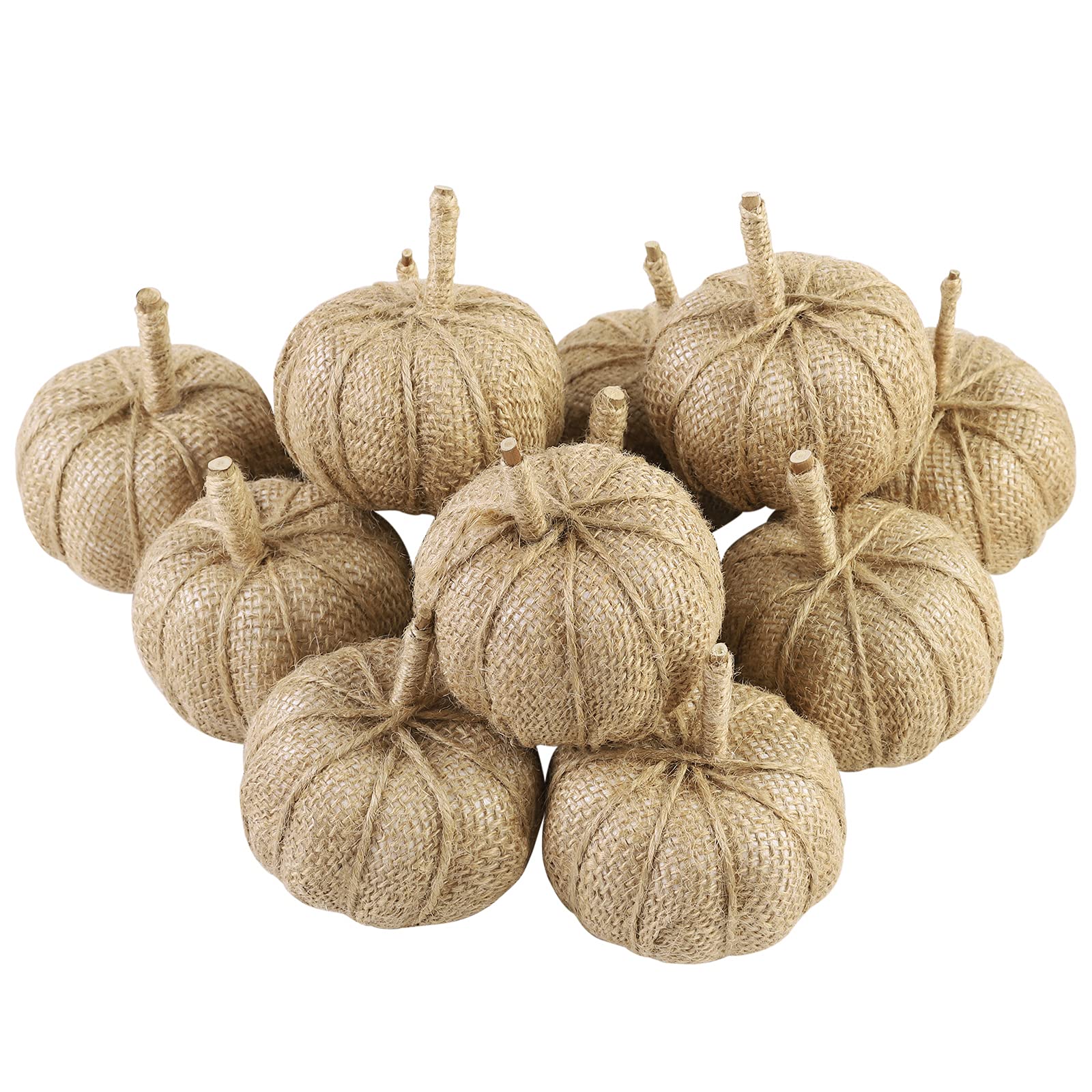 Aneco Künstliche Kürbisse aus Sackleinen, Herbstdekoration, 12 Stück