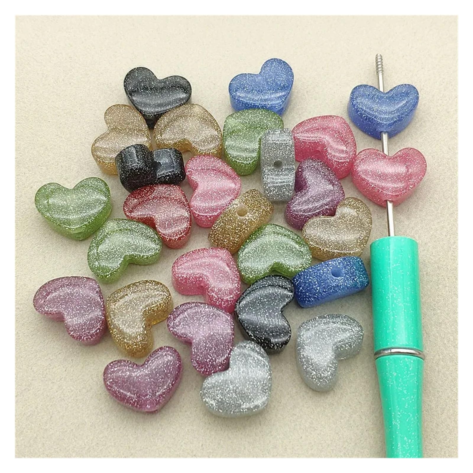 200 cuentas de resina en forma de corazón (19 x 14 mm) for pendientes, pulseras y collares hechos a mano, piezas de joyería for el Día de San Valentín.(Random mix)