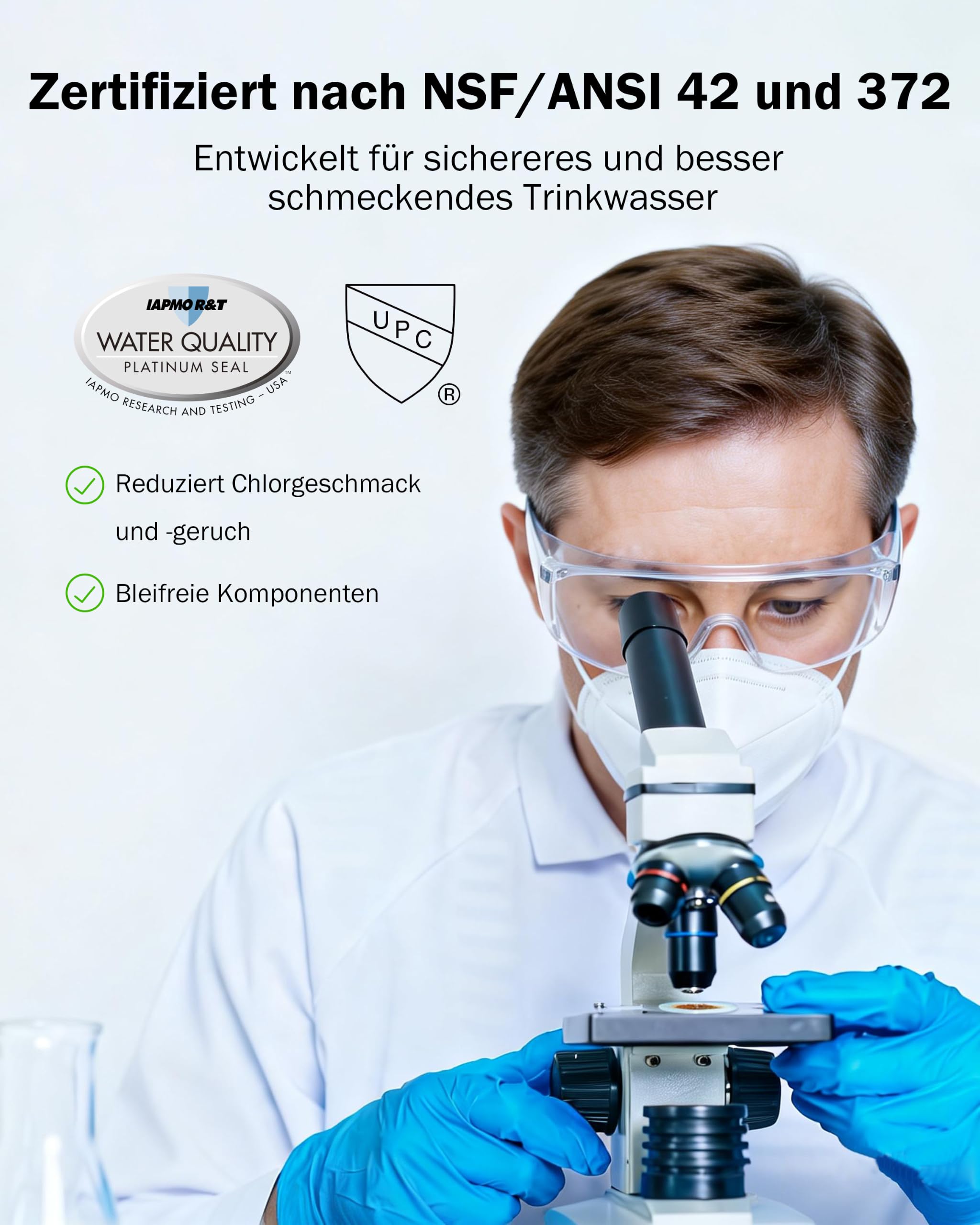 Frizzlife UDS99-S Untertisch-Wasserfiltersystem, 8-stufige Wasserfilterung mit Direktanschluss, 0,5 Mikron, reduziert 99,99% Blei, Chlor, Schwermetalle, Kalk und Kalkstein, Edelstahl，Blaue Ausgabe