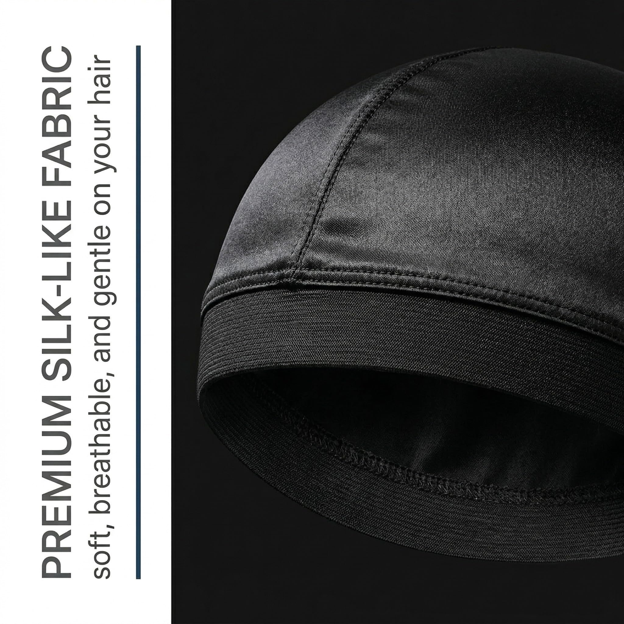 2 Pezzi Cuffie Ondulate Setose per Uomo, Fascia Elastica, Wave Caps, Durag Setoso, Copricapo, Bandana Uomo, Cuffia in Raso, per Dormire e Doccia (Circonferenza Testa 52cm)