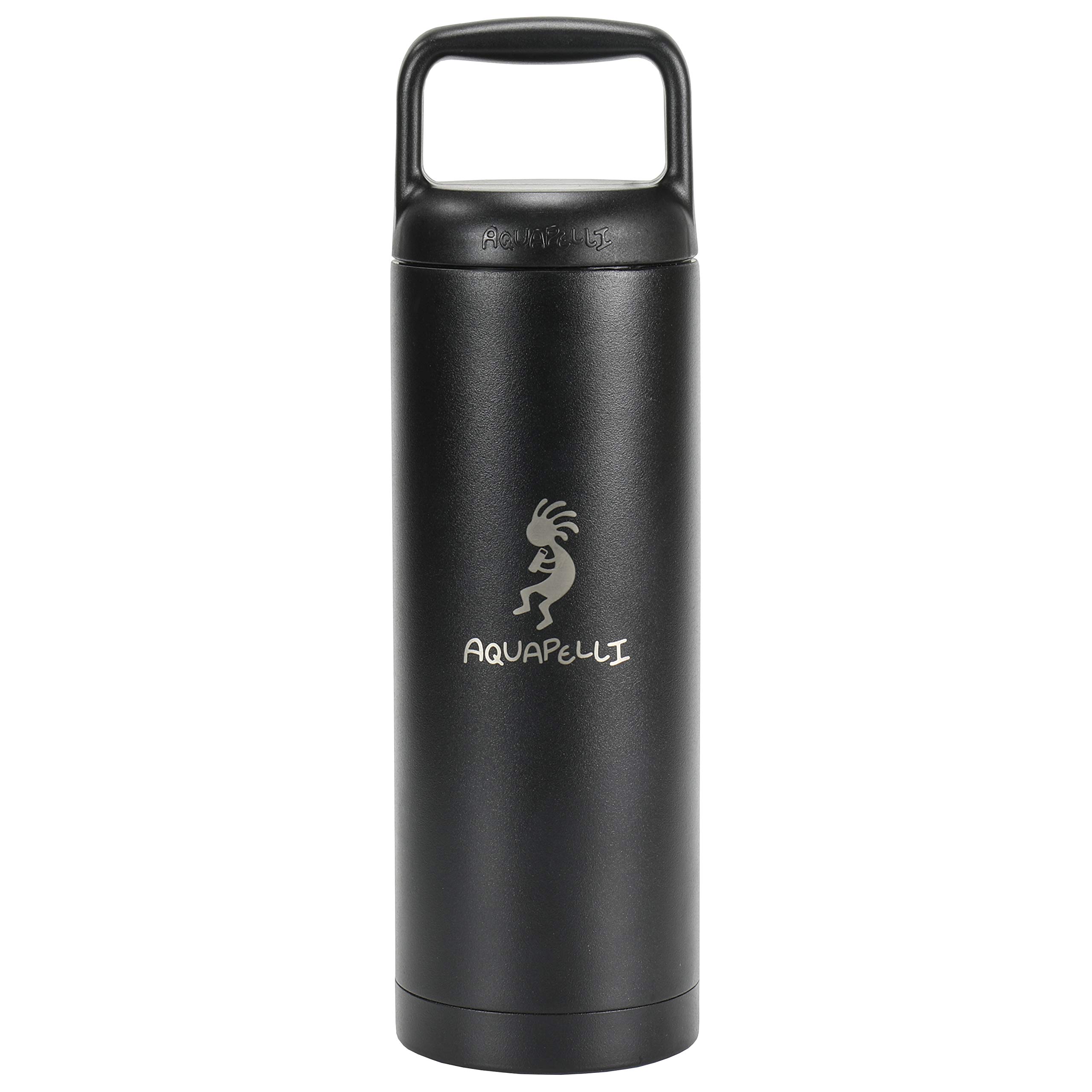 Aquapelli Vacuum Insulated Water Bottle, 18 ounces, Midnight Black
